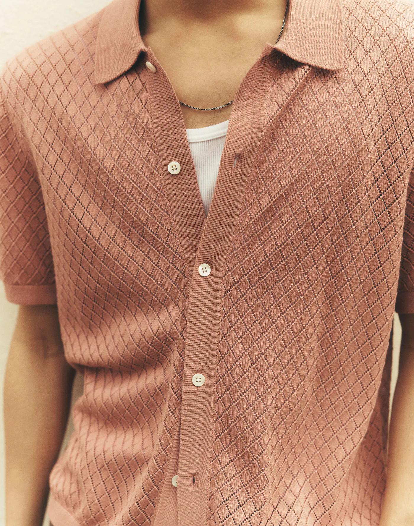 Diamond Pointelle-Stitch Sweater Polo Product Image