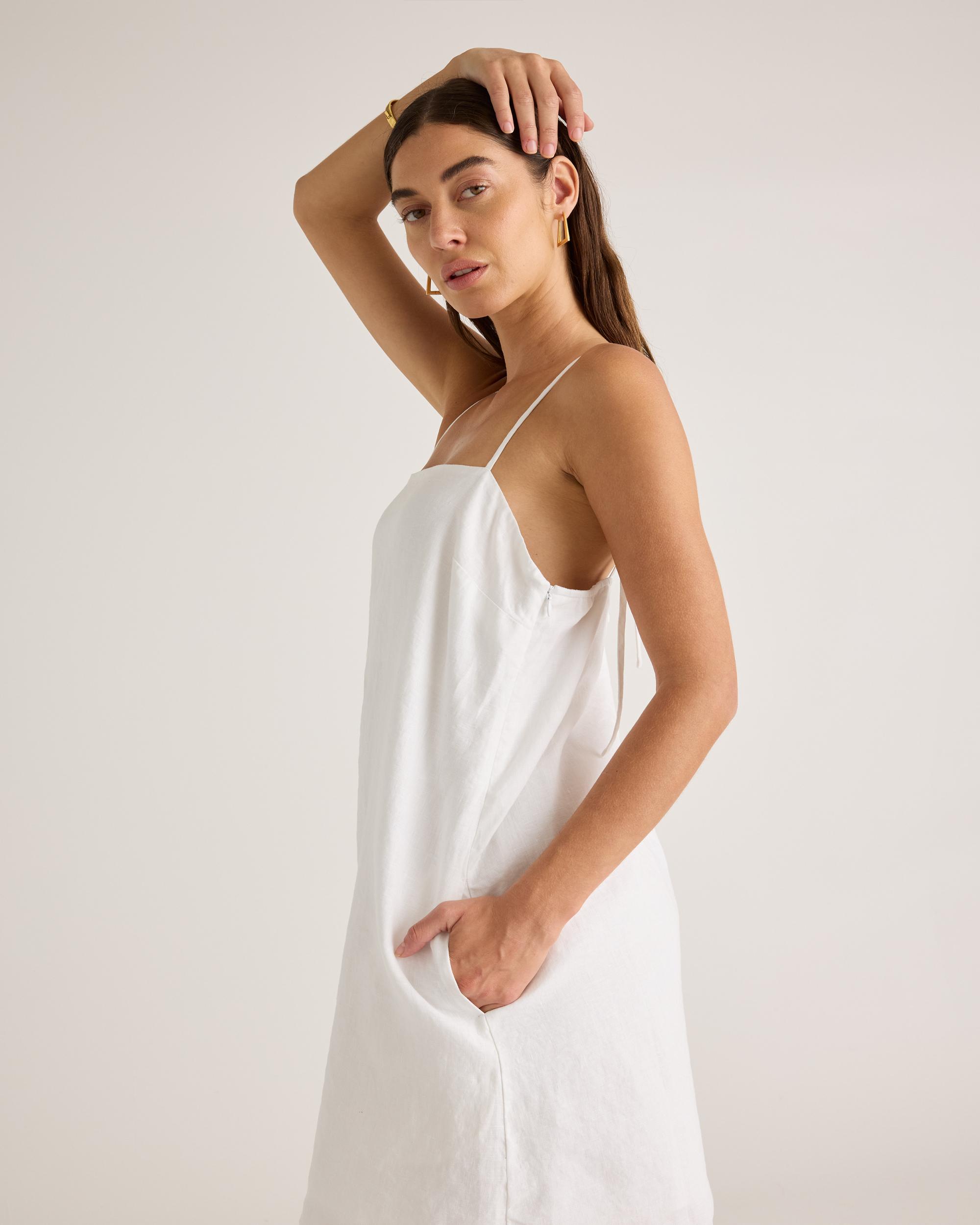 Quince | Women's 100% European Linen Spaghetti Strap Mini Dress Product Image