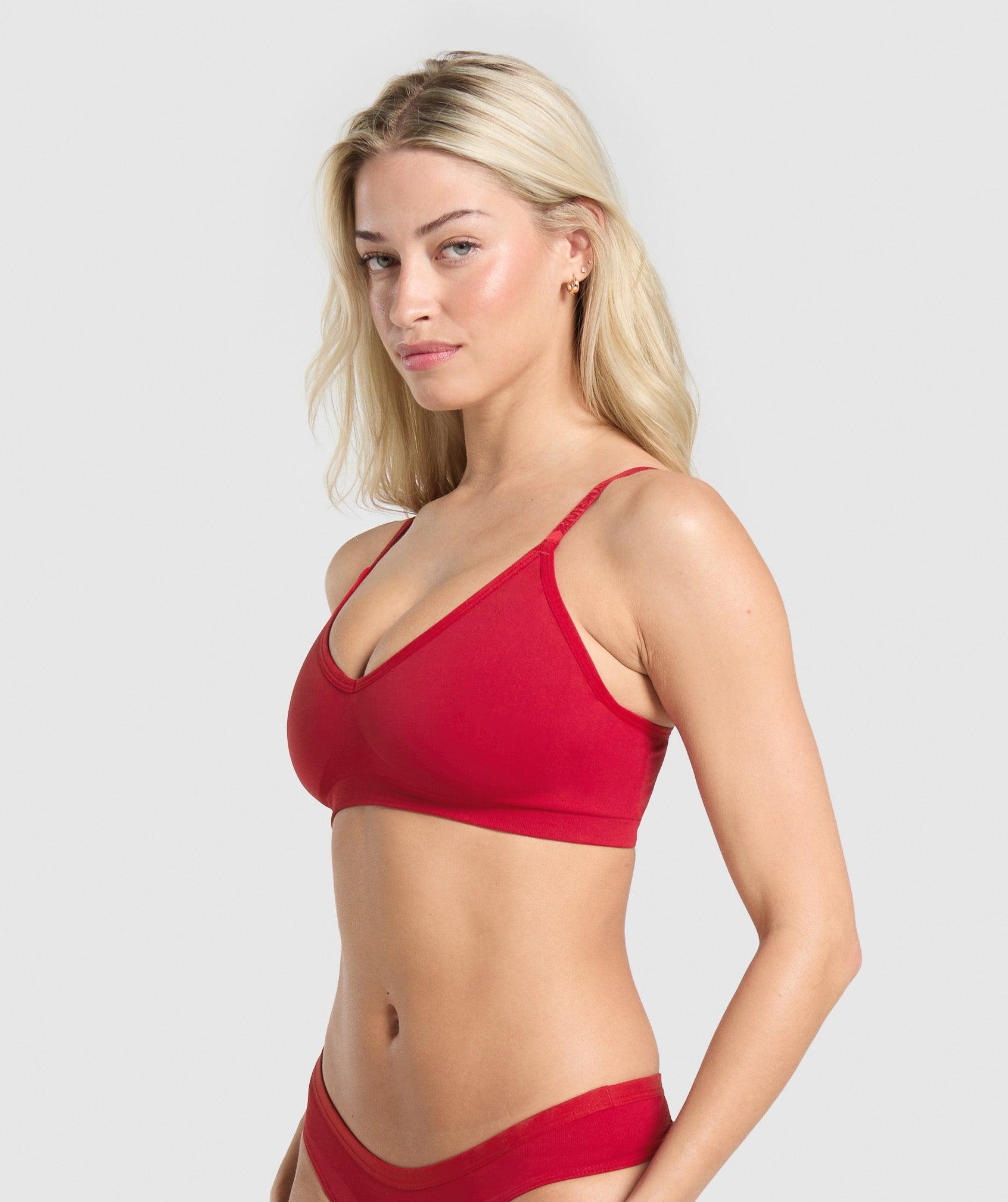 Gymshark Seamless V Neck Bralette - Carmine Red Female Product Image