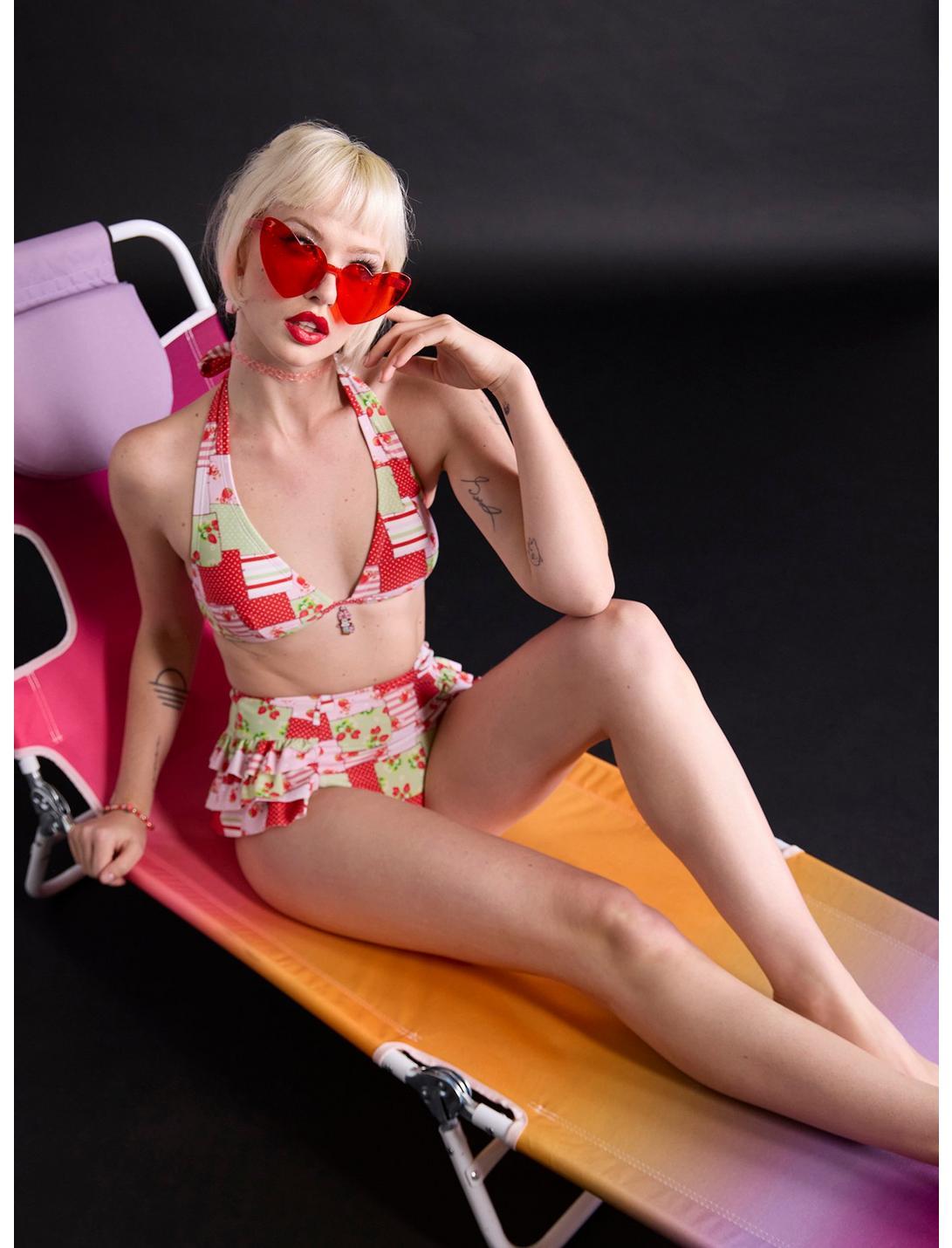 Strawberry Shortcake Patchwork High-Waisted Swim Bottoms Product Image