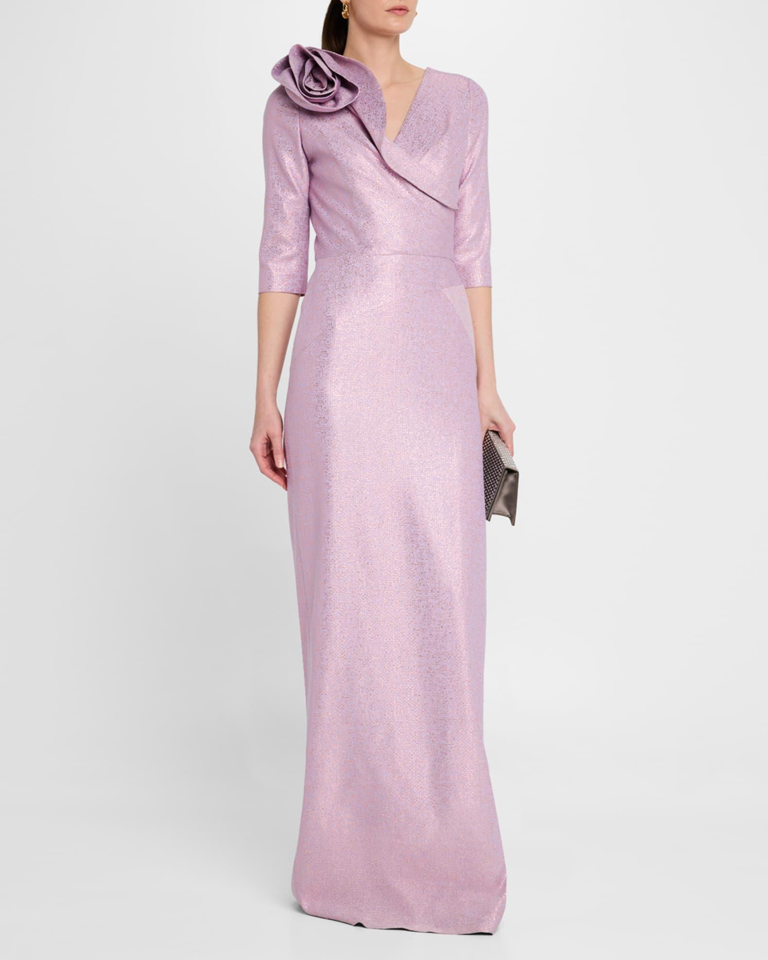 Applique Metallic Jacquard Column Gown Product Image