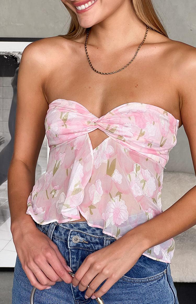 Jacqulin Pink Floral Strapless Top Baby Product Image
