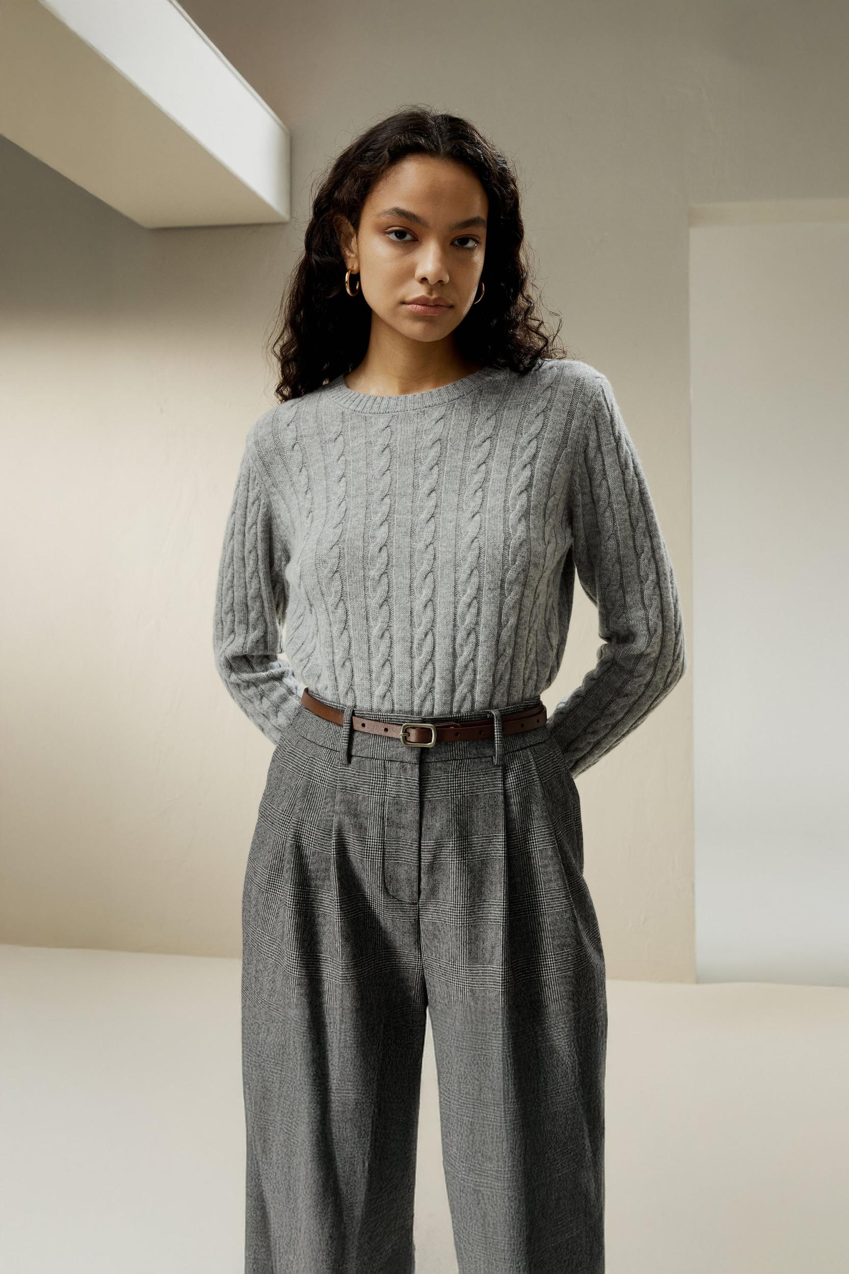 LILYSILK Woolen Pullover - for Women - Camel Cashmere-Wool Blend - Comfortable Ribbed Edges Sweater L Product Image