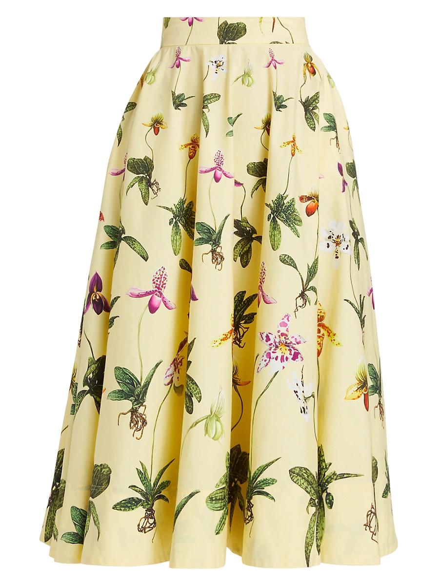 Womens Orchid Stretch-Cotton Poplin Circle Skirt Product Image