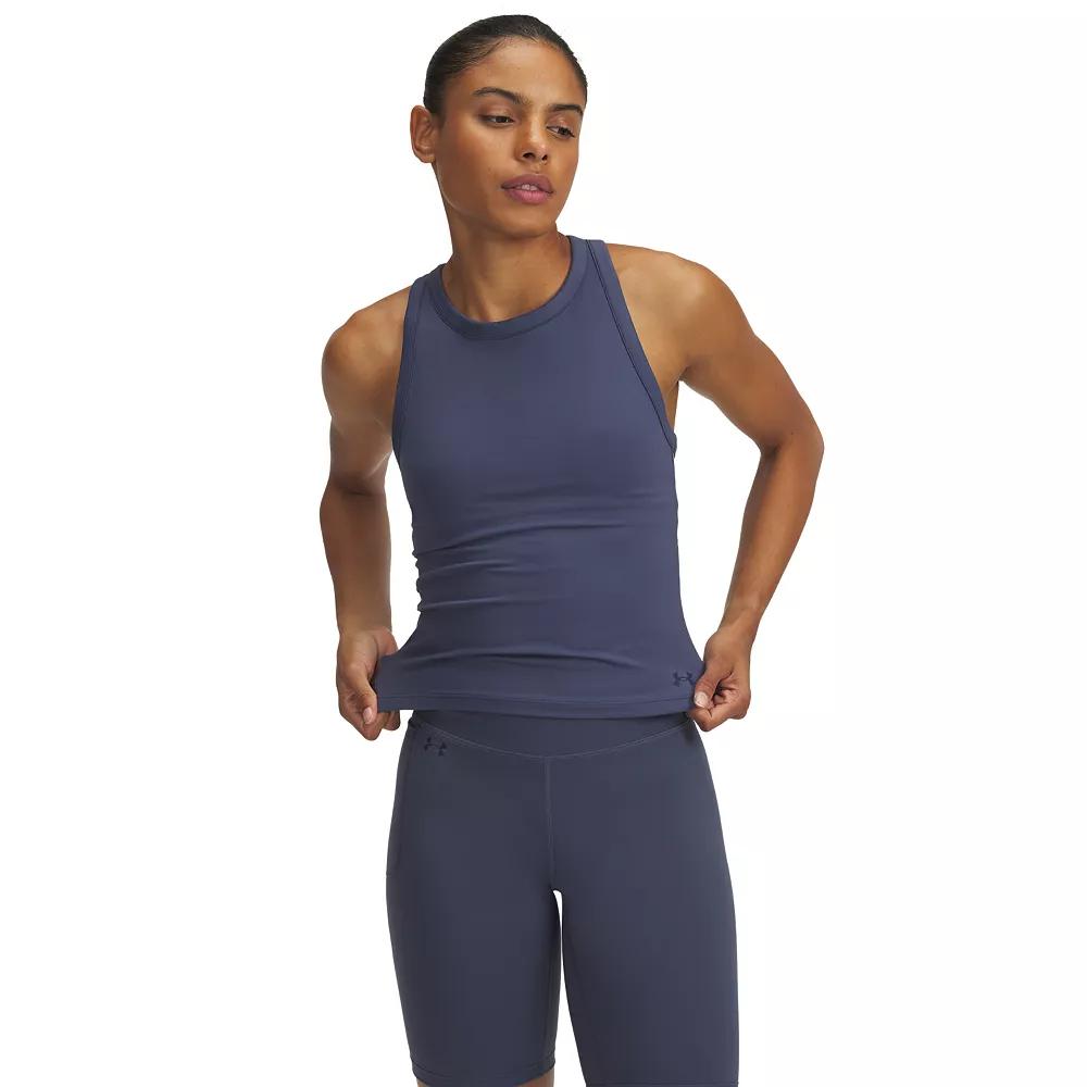 Women's Under Armour Motion High Neck Built-In Bra Tank Top, Size: Medium, Downpour Gray Product Image
