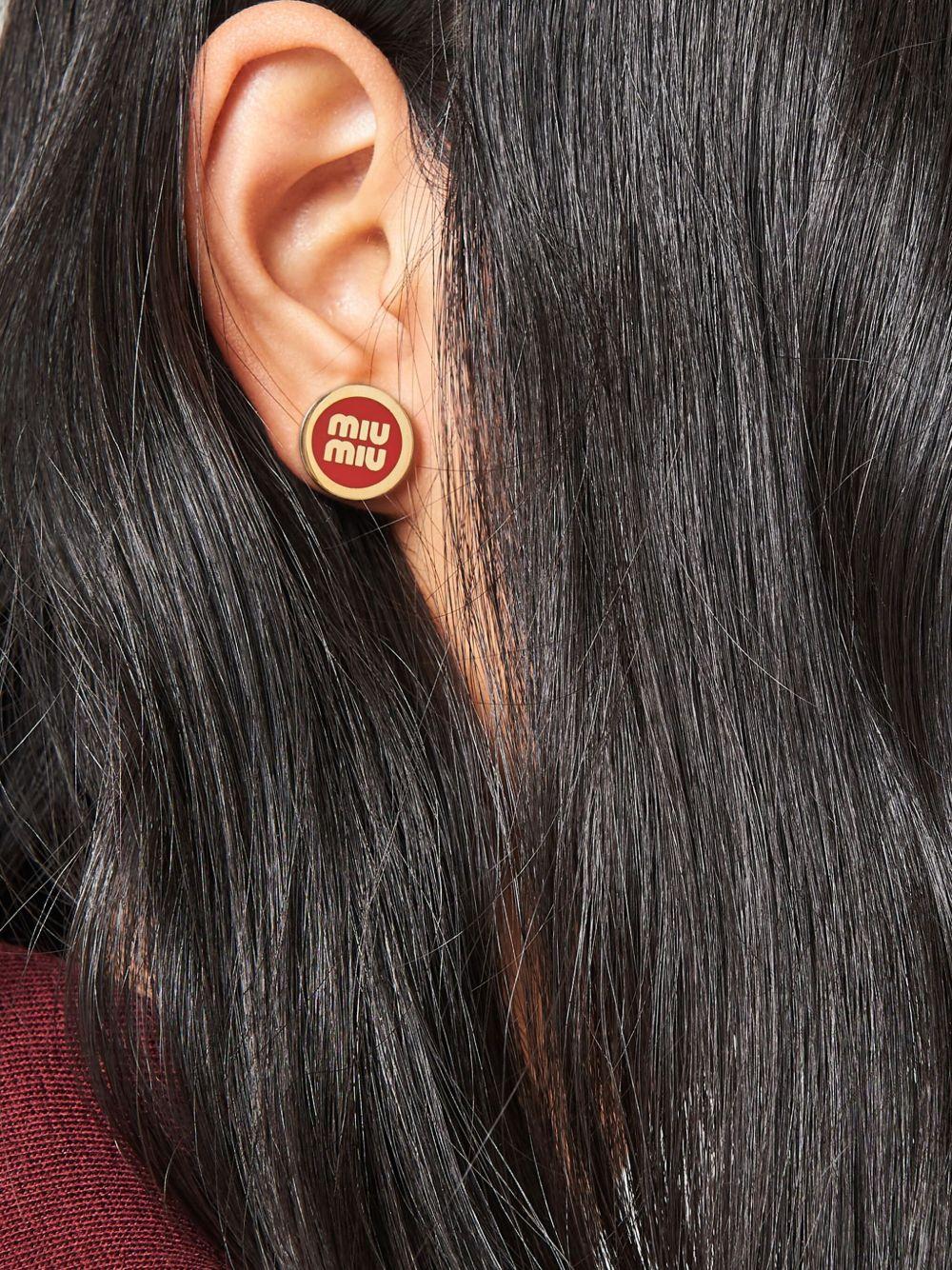 logo-lettering stud earrings Product Image