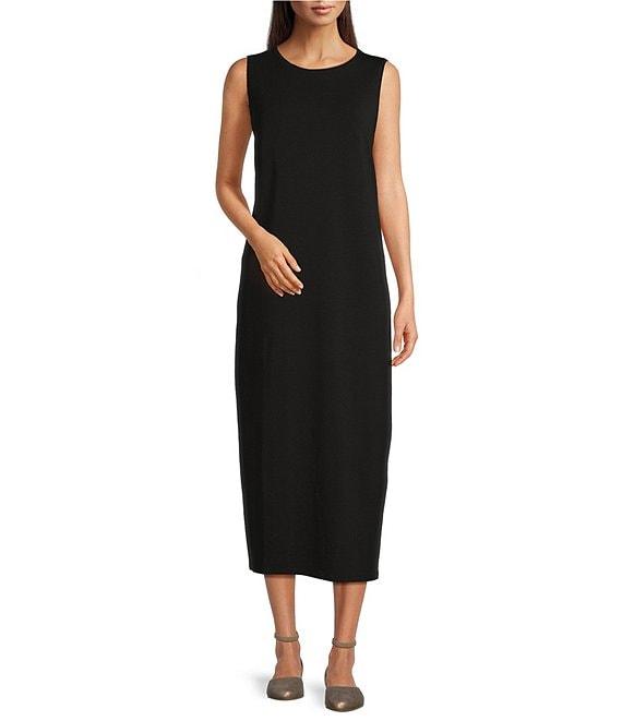 Eileen Fisher Jersey Knit Round Neck Sleeveless Midi Dress Product Image