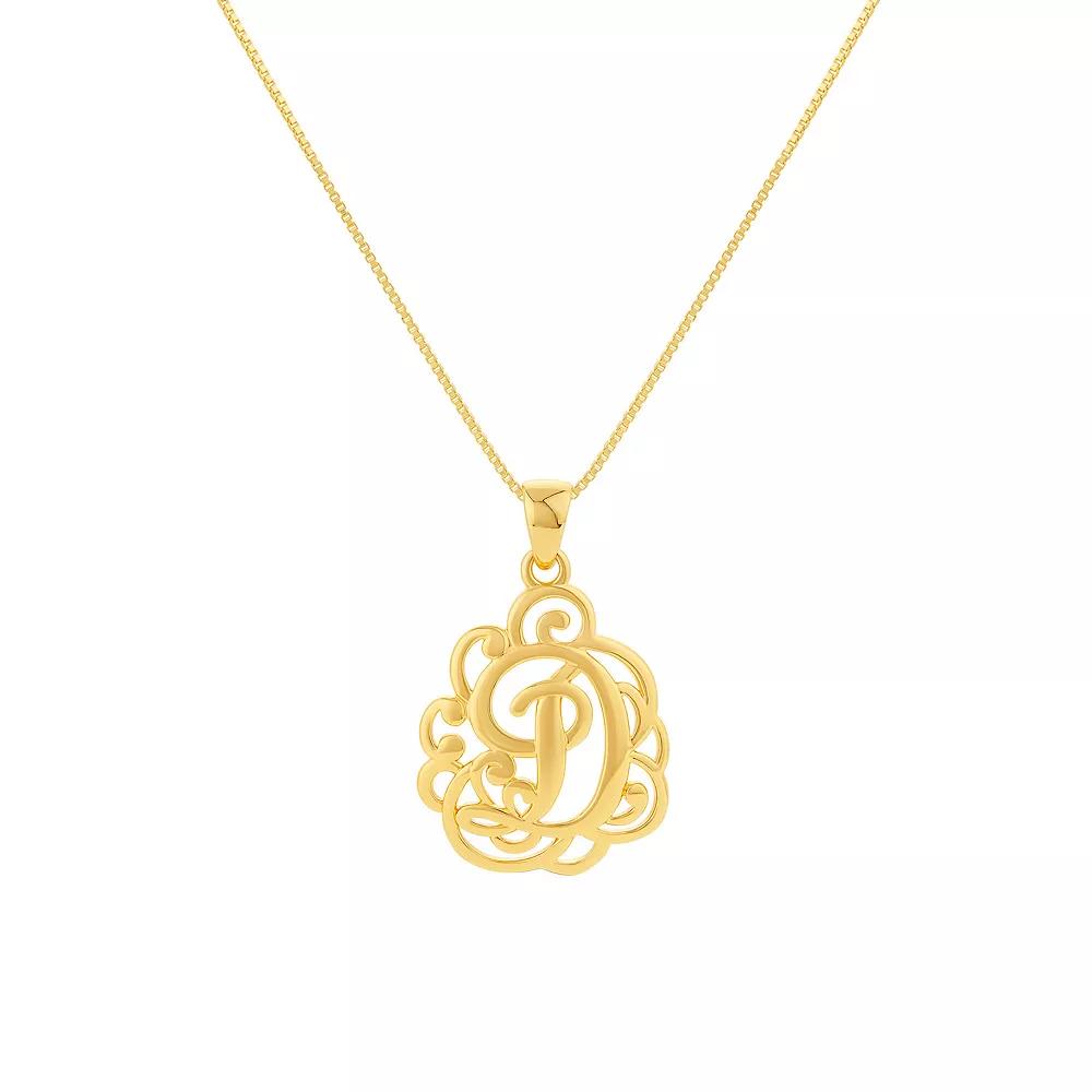 PRIMROSE Sterling Silver Monogram Initial Pendant Necklace, Women's, Size: 18", Gold Tone T Product Image