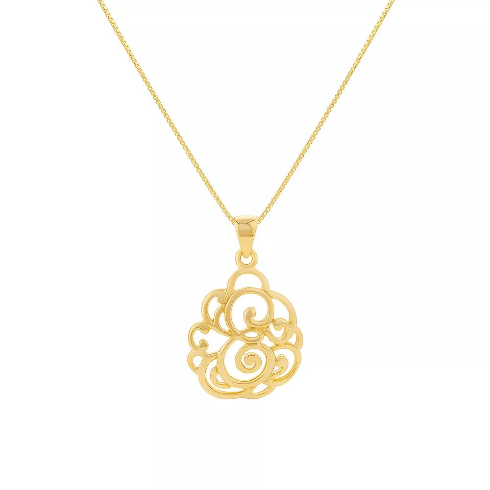 PRIMROSE Sterling Silver Monogram Initial Pendant Necklace, Women's, Size: 18", Gold Tone T Product Image