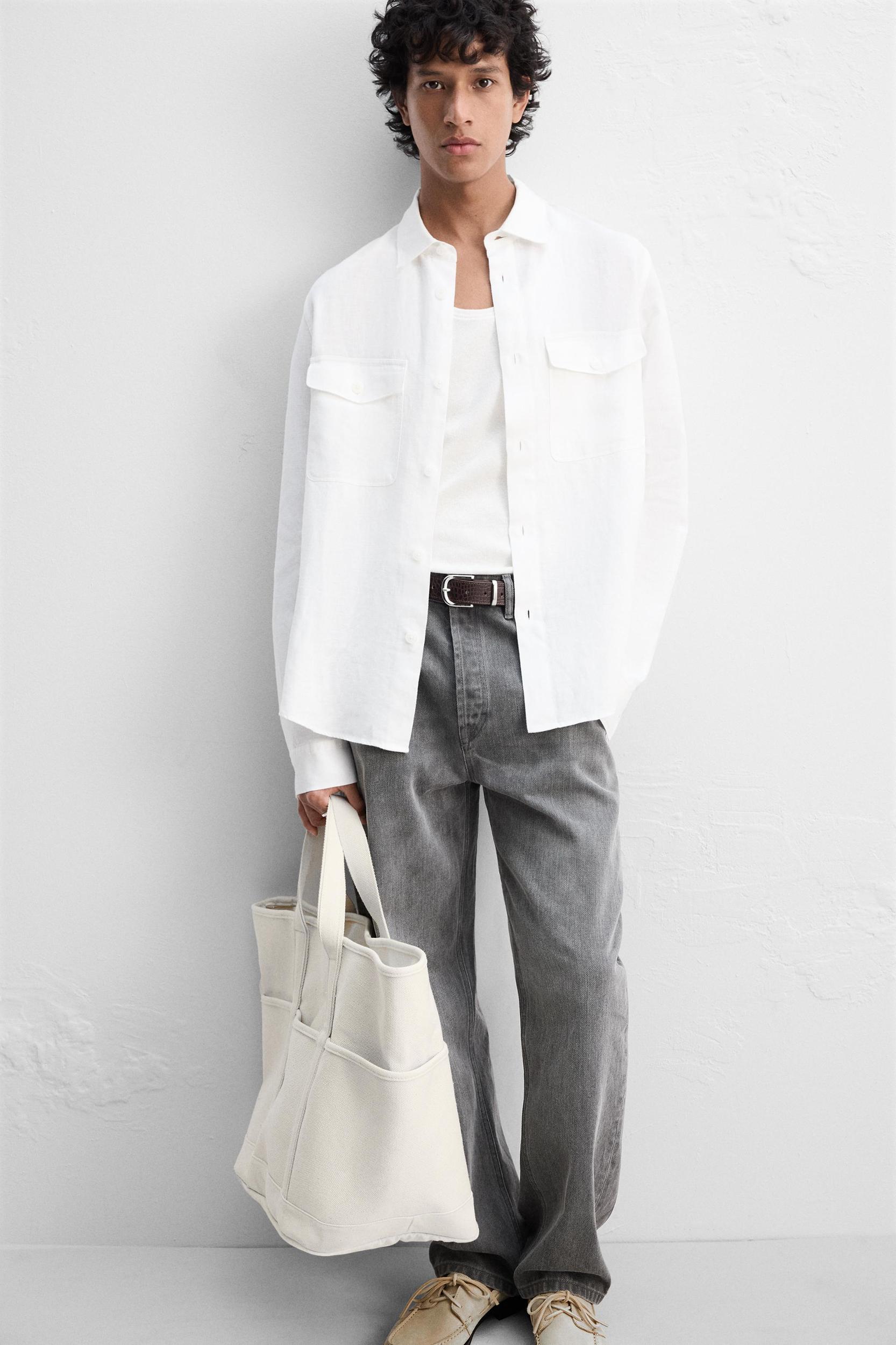 100% LINEN OVERSHIRT Product Image