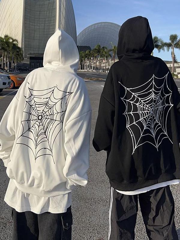 Men's Spider Letter Print Oversized Hoodie Product Image
