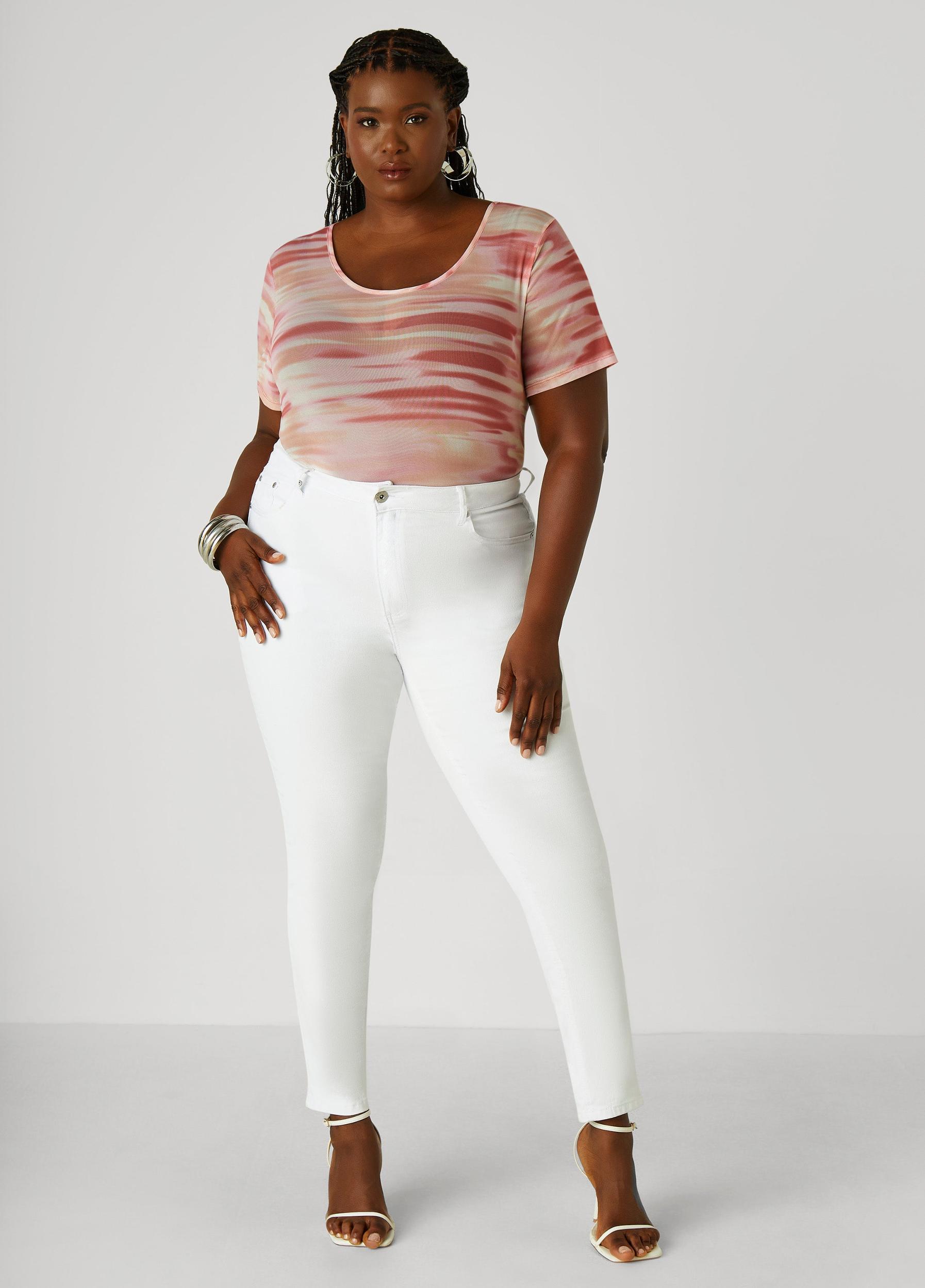 Plus Size Abstract Mesh Tee Ashley Stewart Product Image