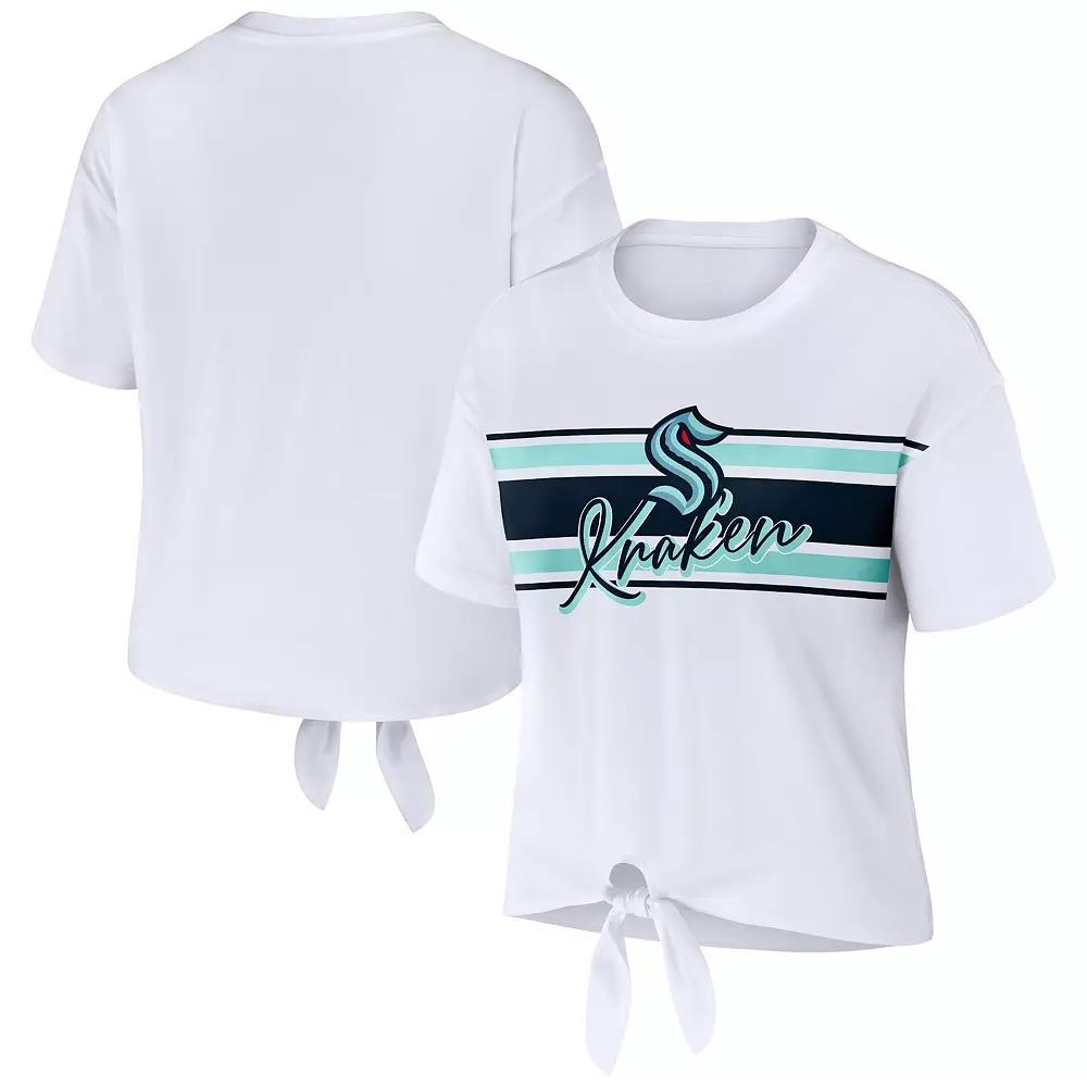 Women's WEAR by Erin Andrews White Seattle Kraken Front Knot T-Shirt,  Product Image