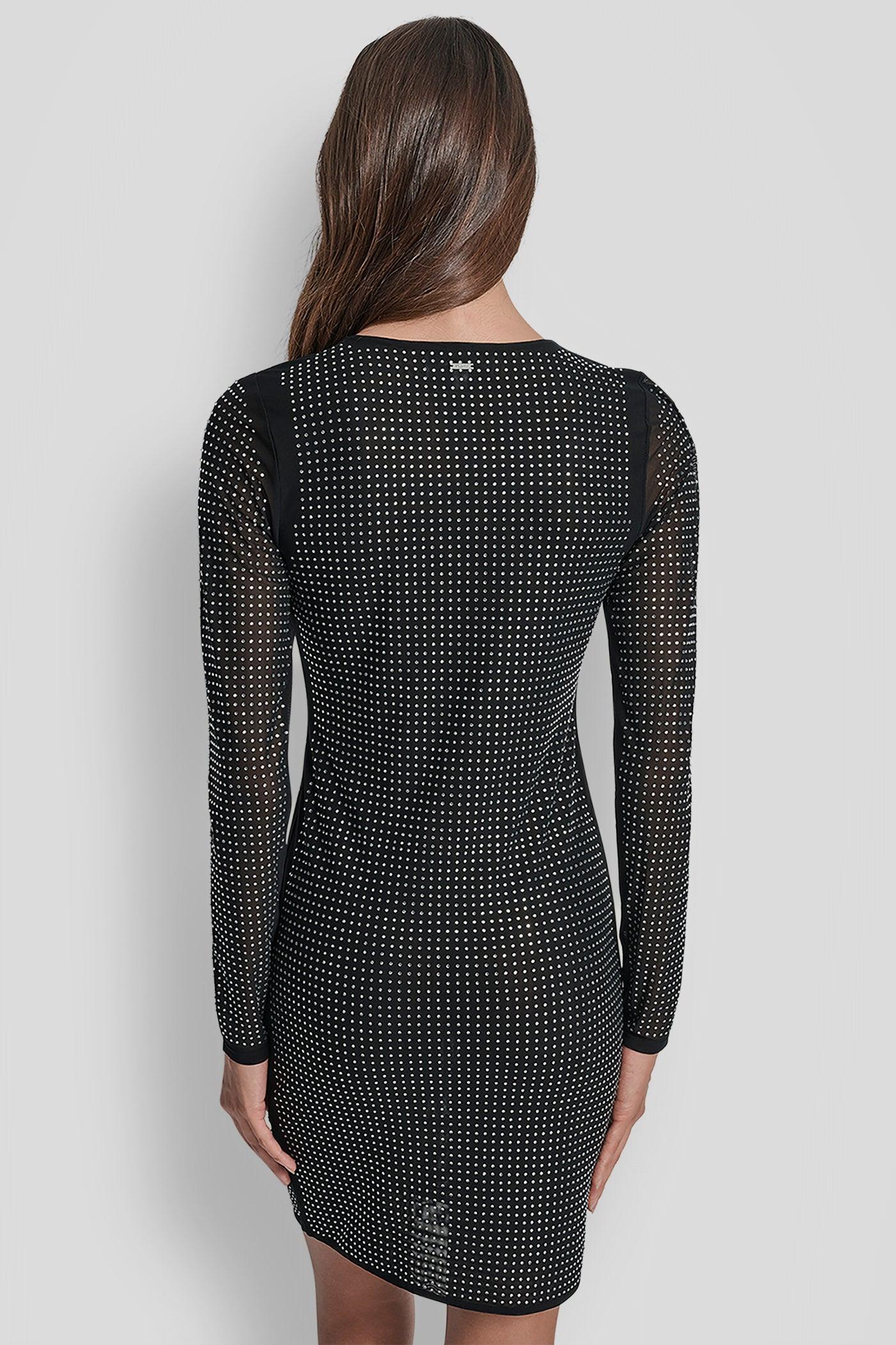DOME STUDS MESH LONG SLEEVE DRESS Product Image