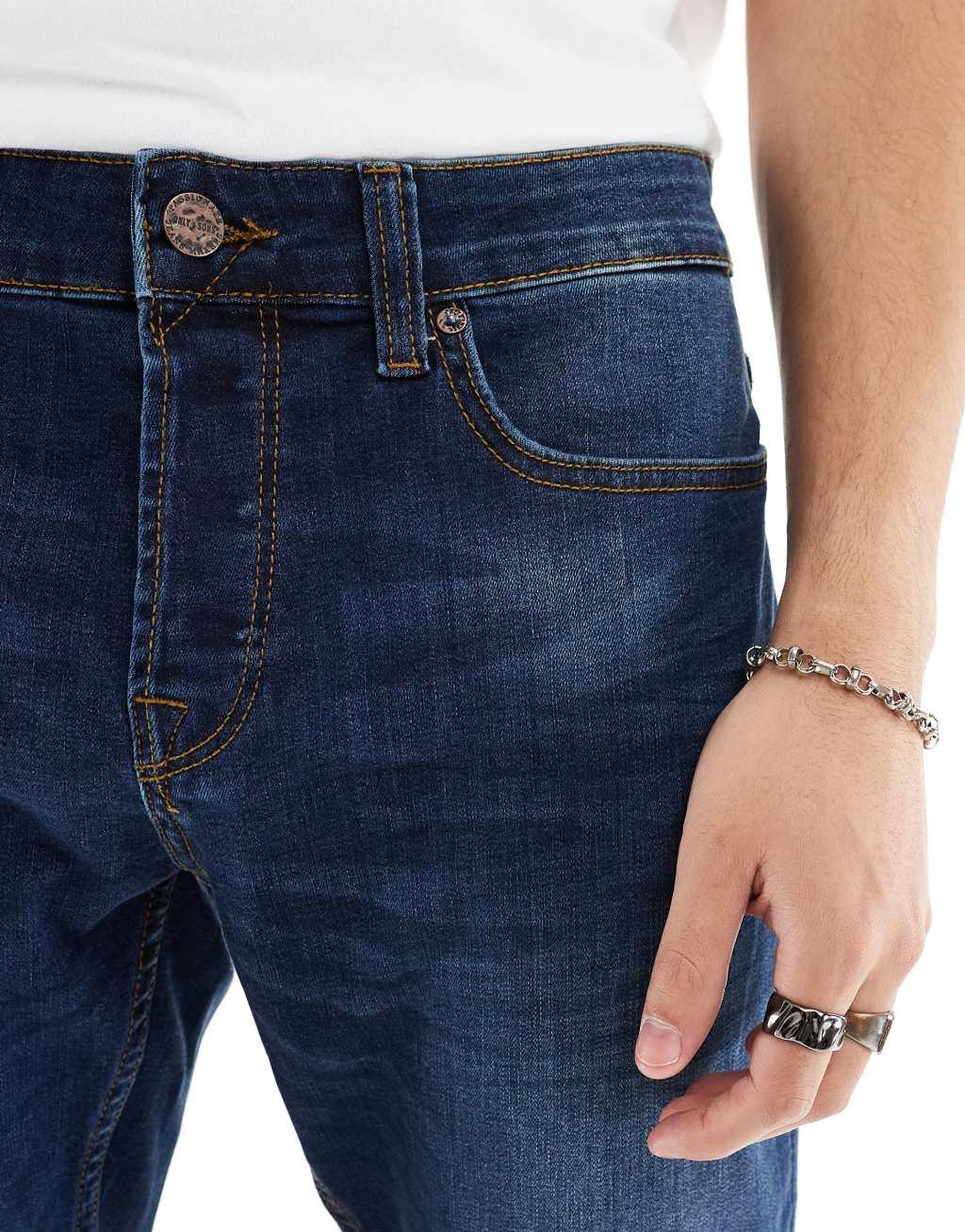 Only & Sons regular fit jeans in blue Product Image