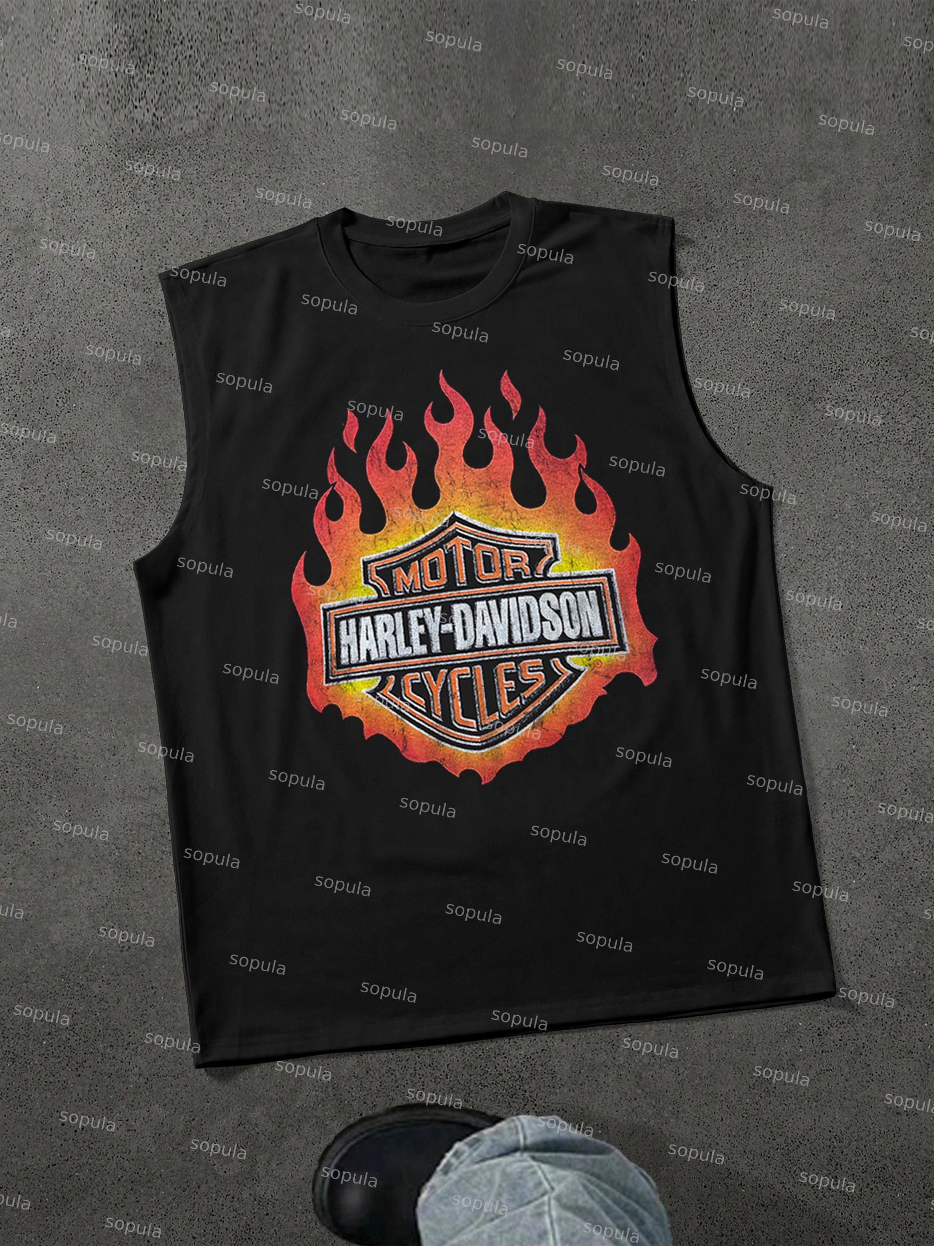 Sopula Vintage Flames Harley Davidson 90s Graphic Tank Top Product Image