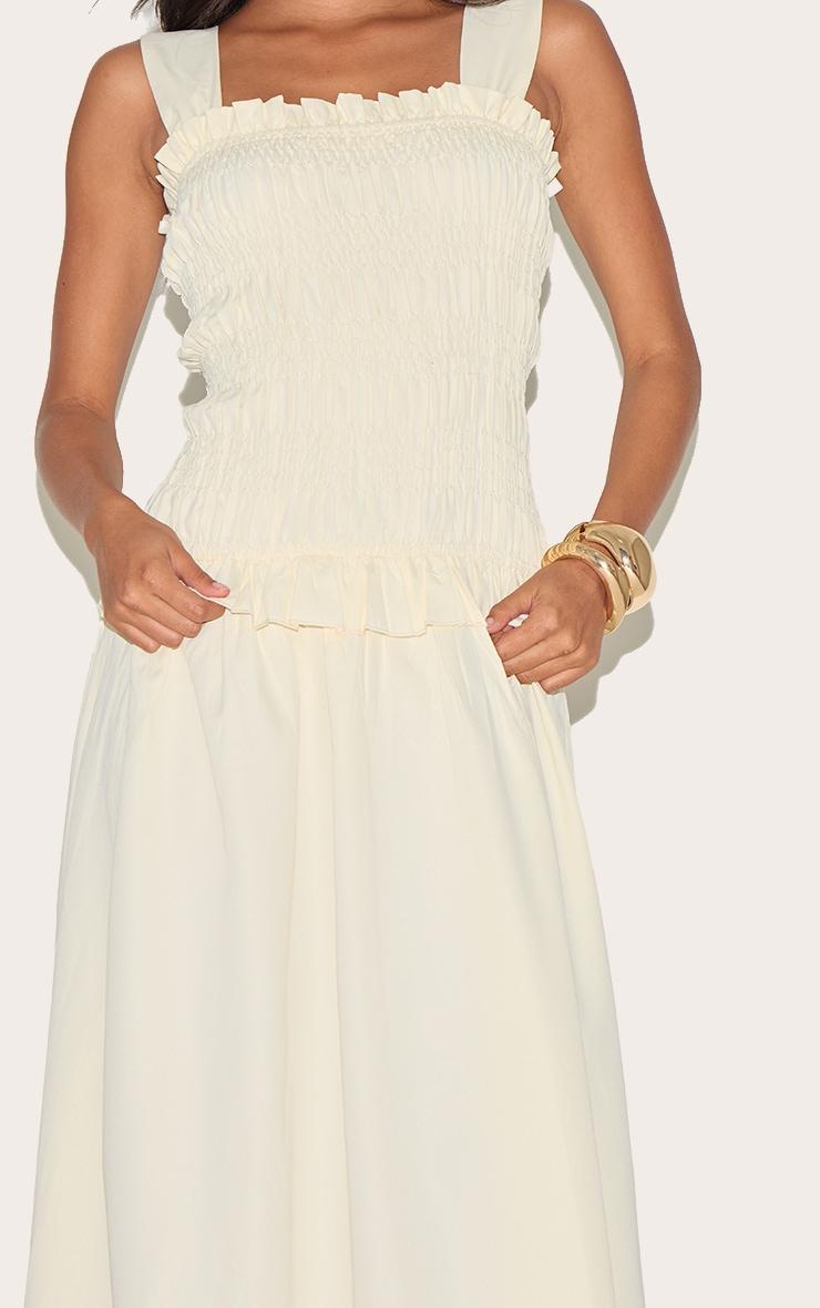 Butter Yellow Shirred Frill Detail Maxi Dress Product Image