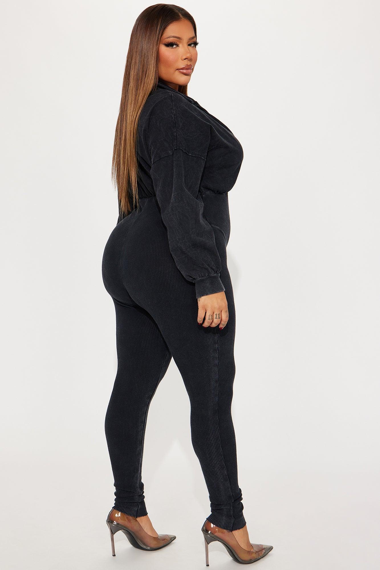 In Transit Ribbed Jumpsuit - Charcoal Product Image