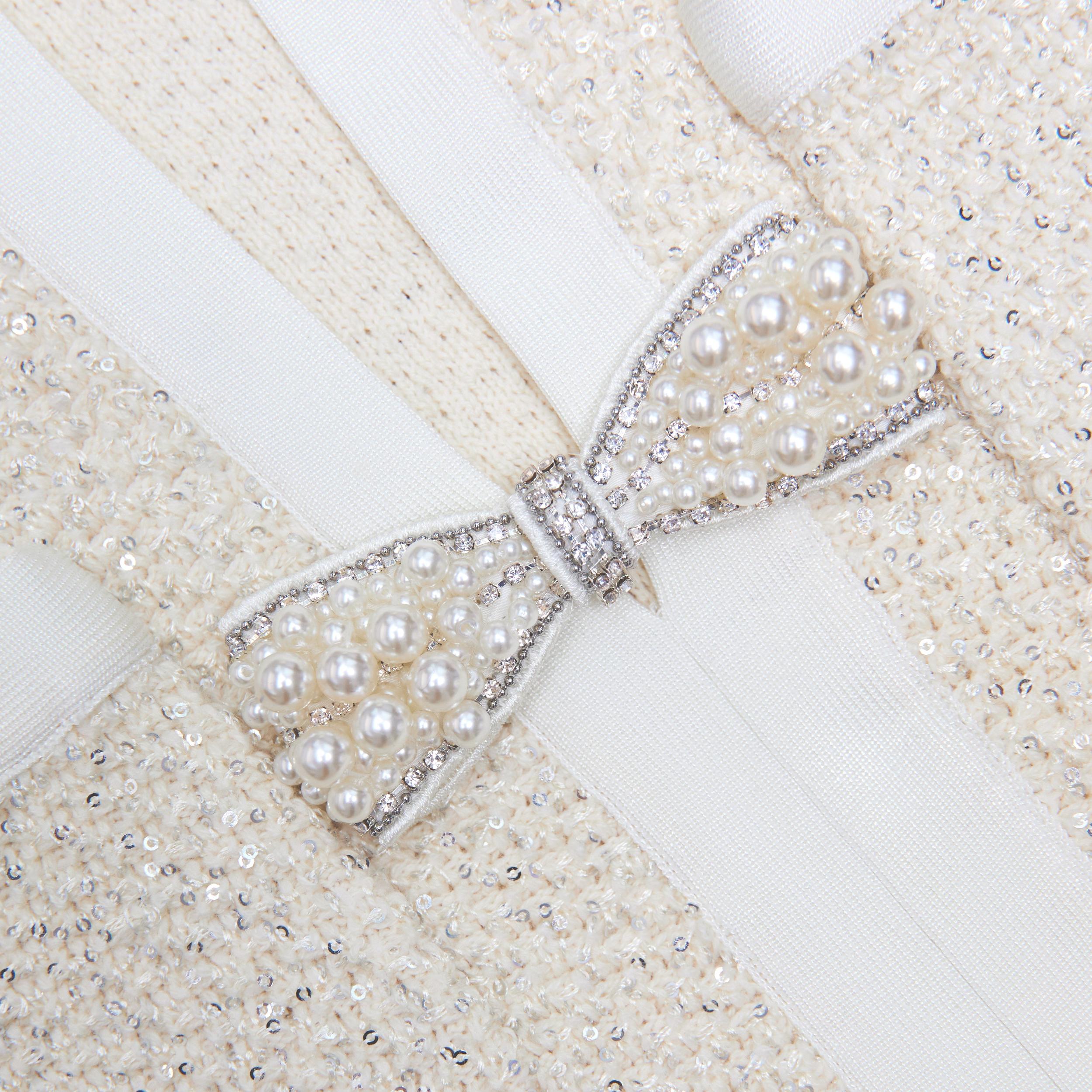 Cream Sequin Knit Top Product Image