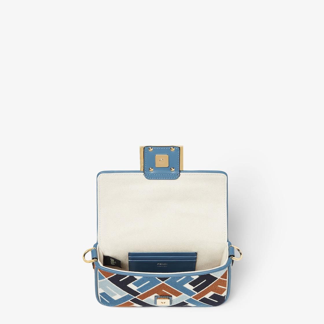 Baguette MiniCanvas bag with multicolor FF embroidery Product Image