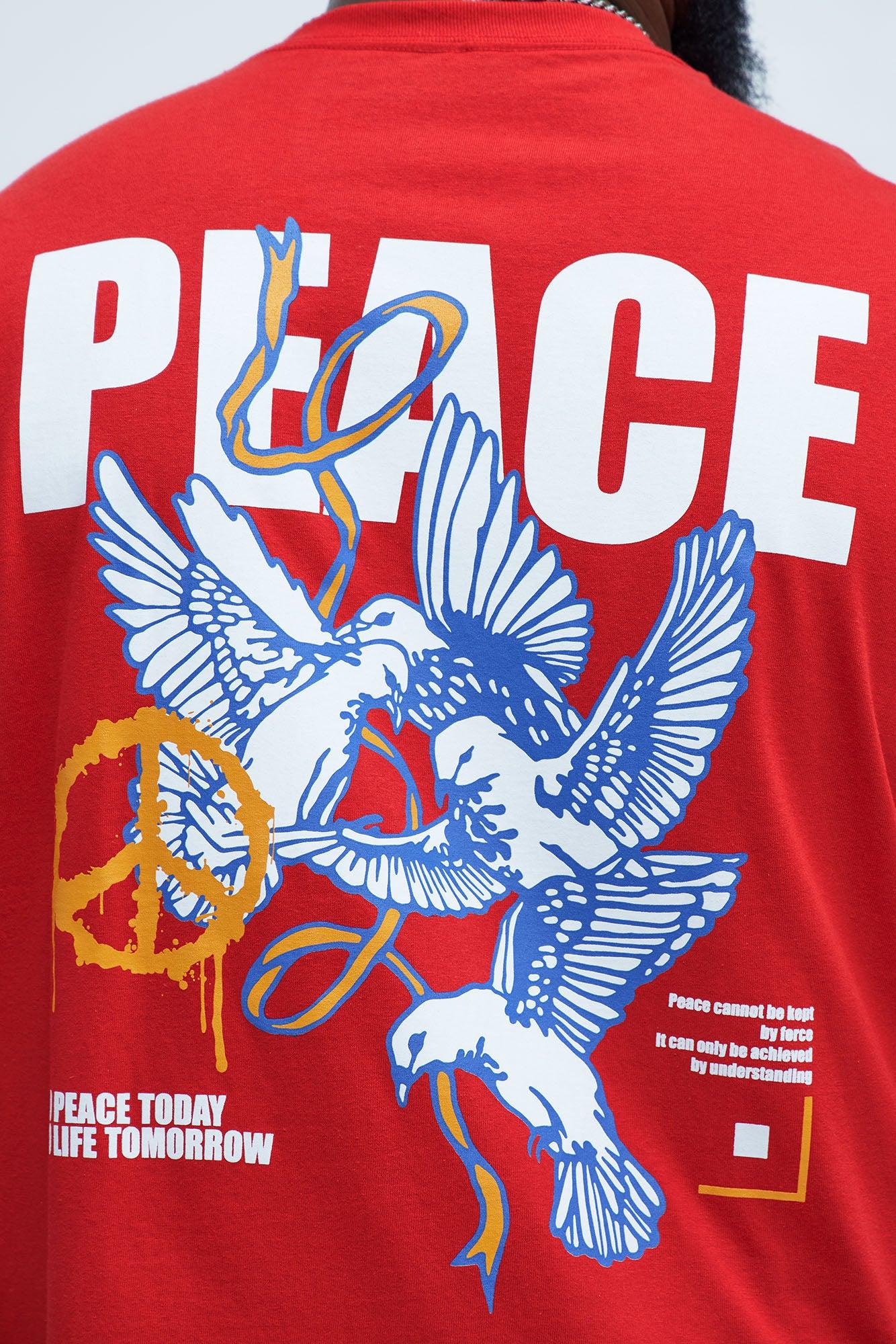 Peace Be With You Short Sleeve Tee - Red Product Image