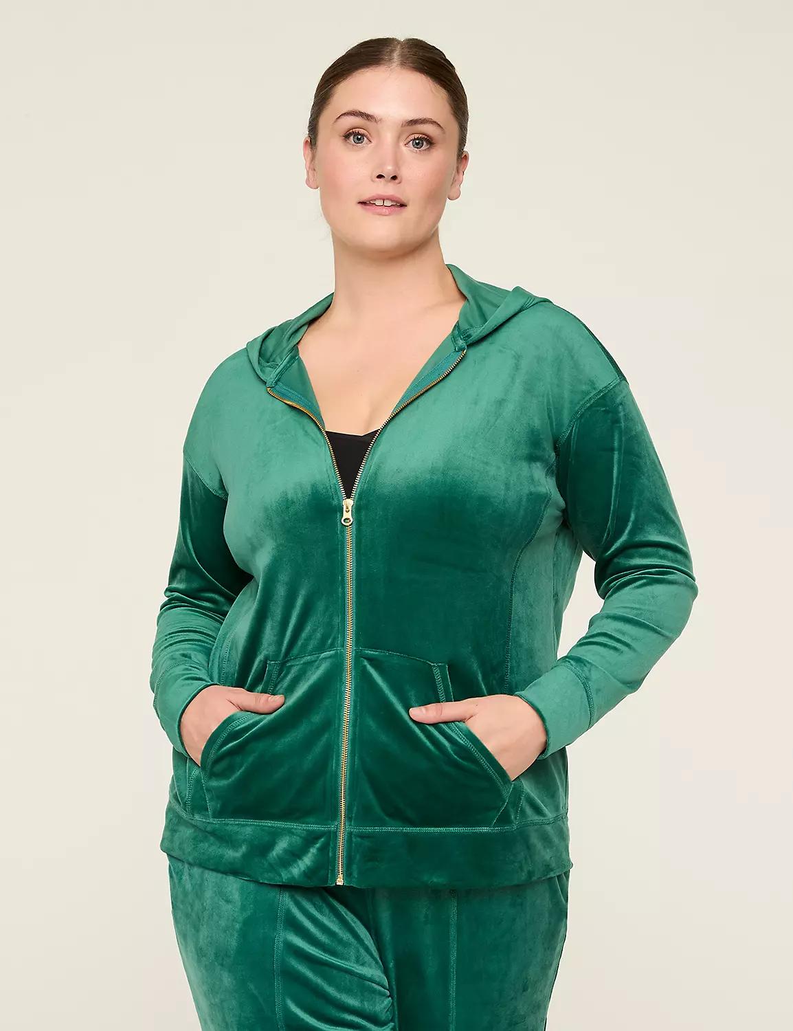LIVI Velour Zip-Front Hoodie Product Image