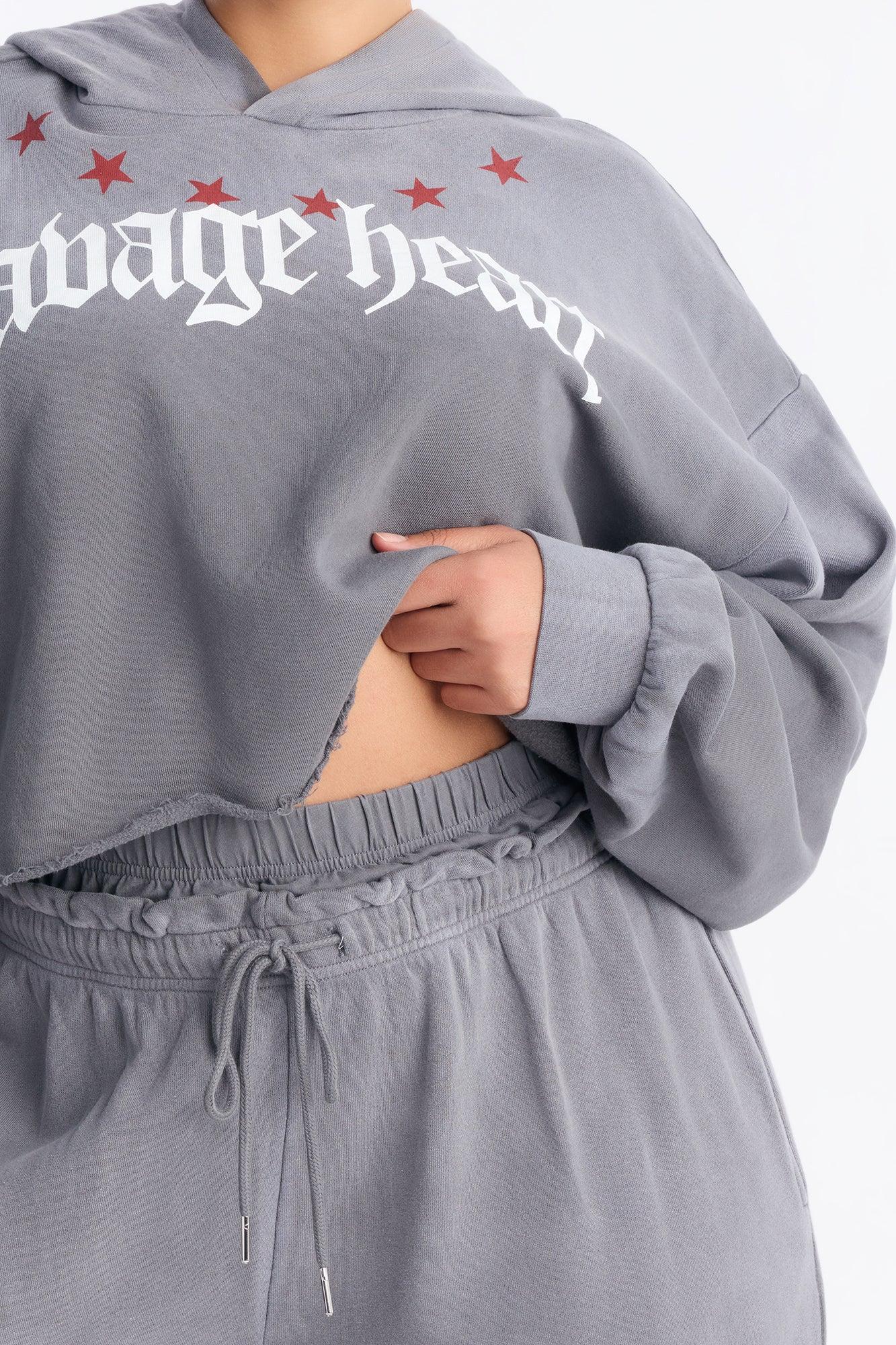 Savage Heart Washed Fleece Pant Set - Black Wash Female Product Image