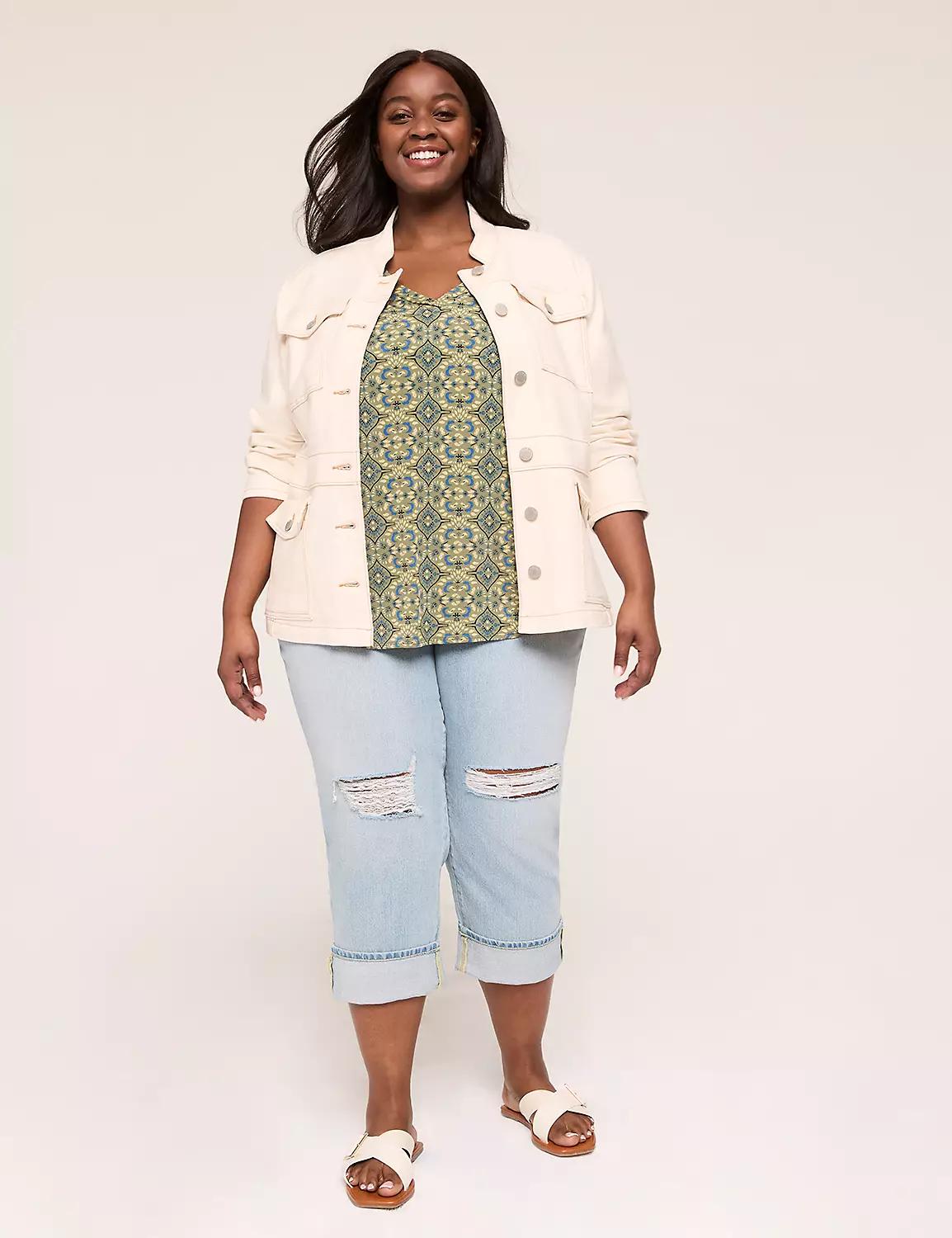 V-Neck Curved-Hem Top Product Image