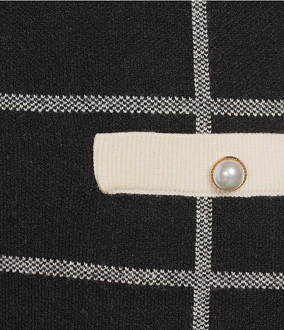 French Connection Stretch Knit Checked Print Crew Neck Sleeveless Mini Dress Product Image