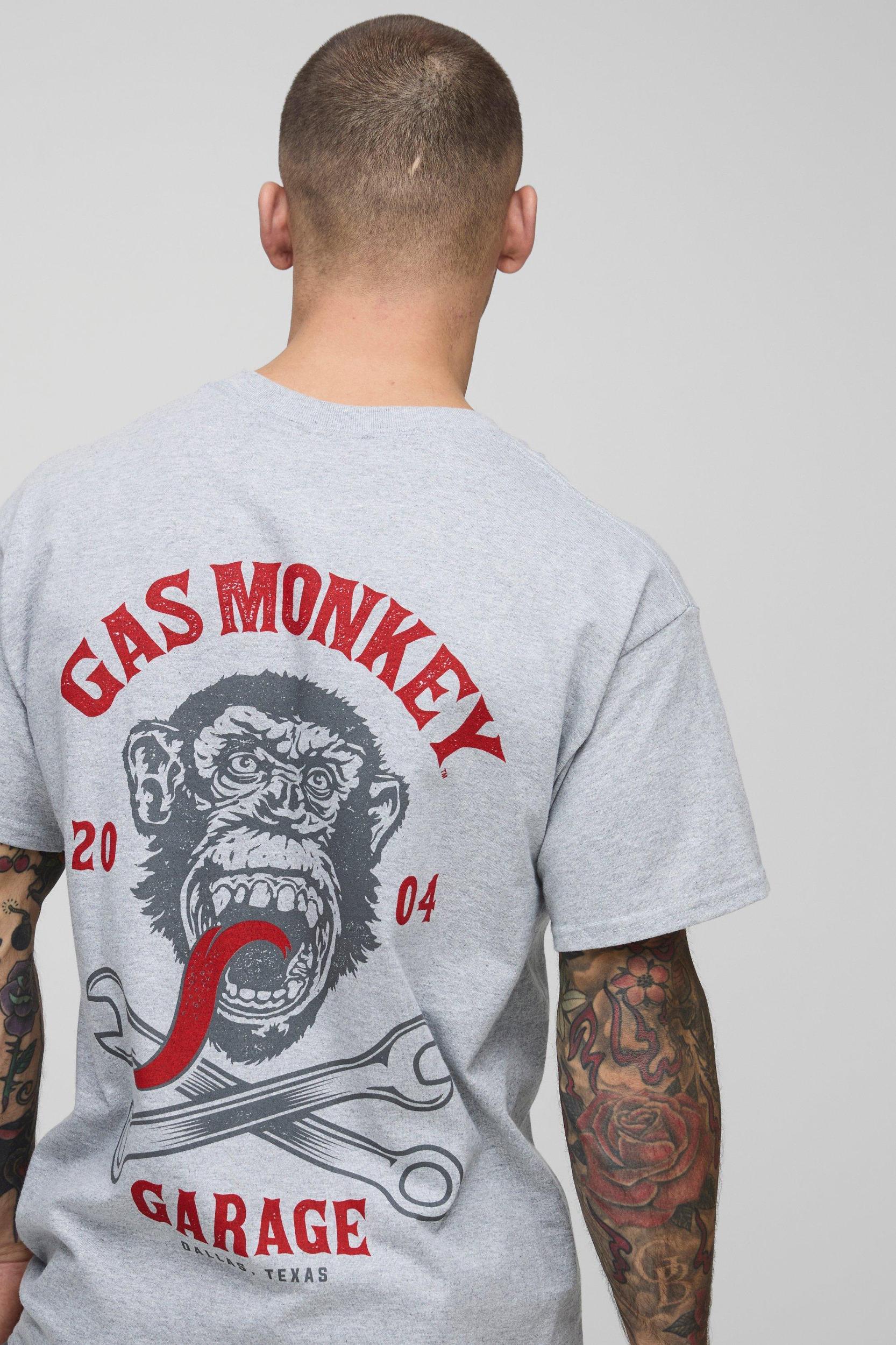 Grey Regular Fit Gas Monkey Garage License Graphic T Shirt | boohooMAN USA Product Image