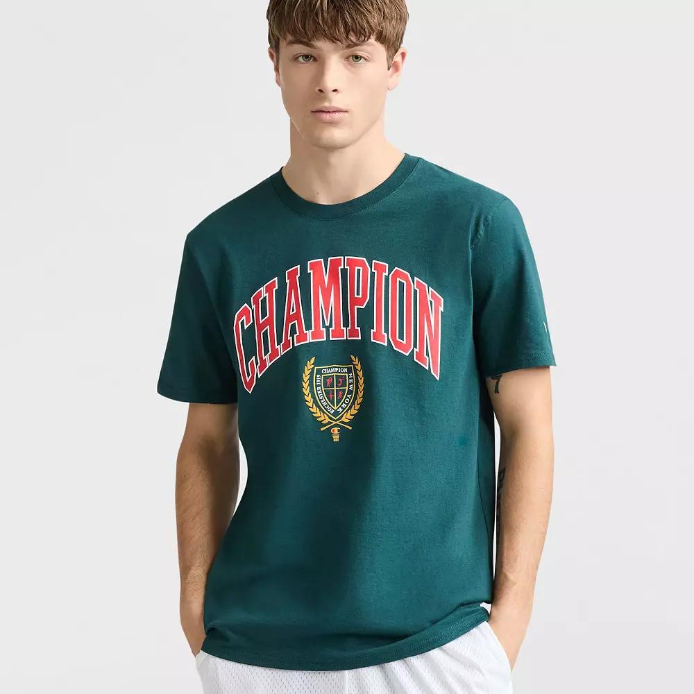 Men's Champion® Block Arch & Seal Classic Graphic Tee, Size: Medium, Green Allure Product Image