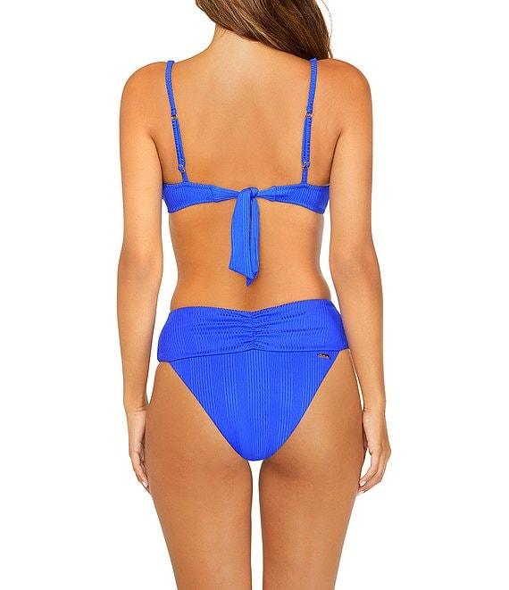 Raisins Souls Solids Rib Texture Soft V-Waist Shirred Hipster Swim Bottom Product Image