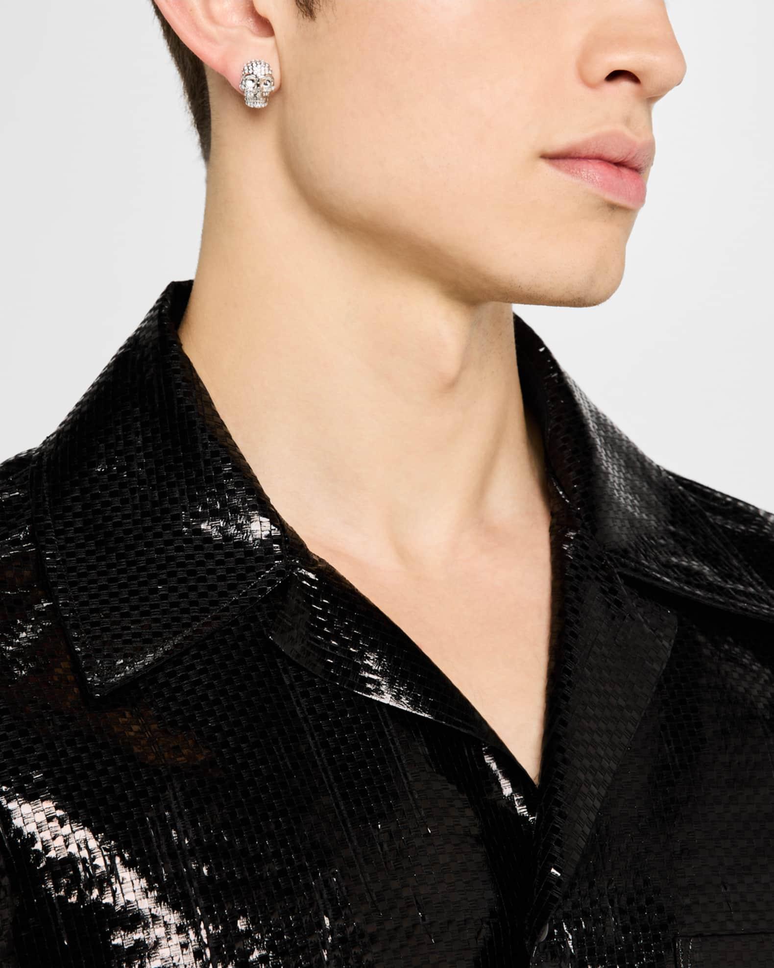 Men's Pave Skull Single Stud Earring Product Image
