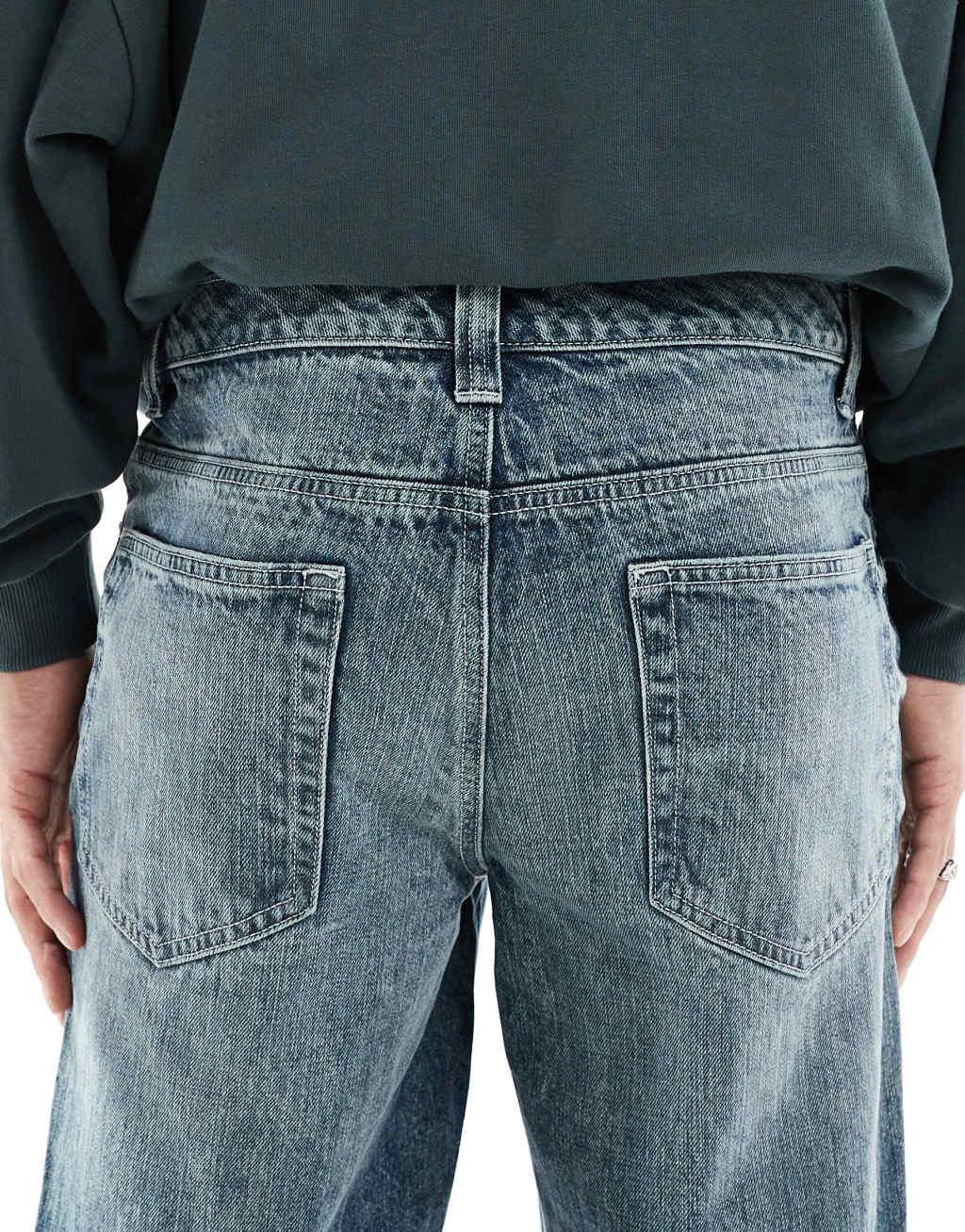 ASOS DESIGN wide flare jeans in gray blue wash Product Image