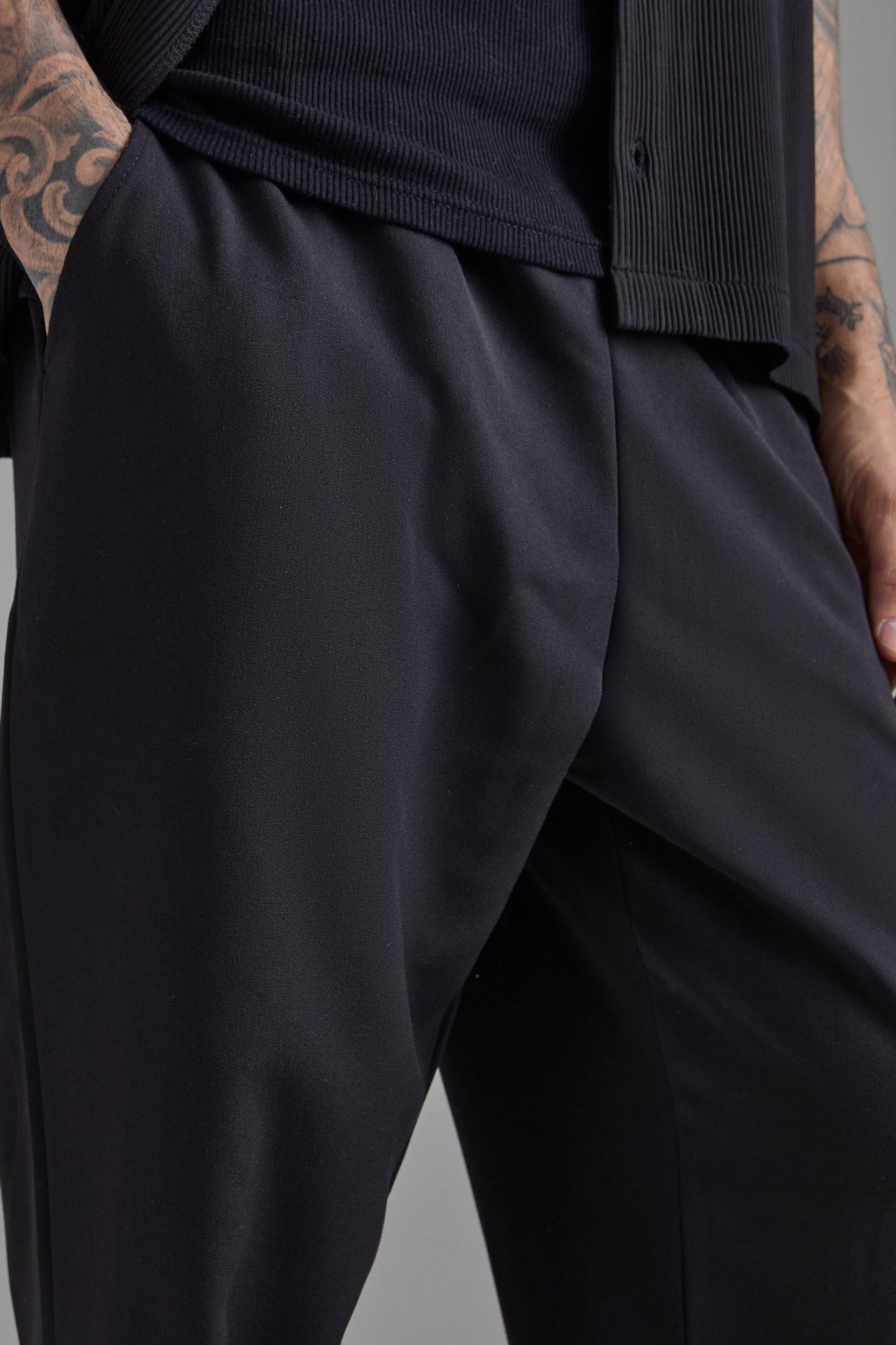 Tall Elasticated Waist Smart Straight Fit Pants | boohooMAN USA Product Image