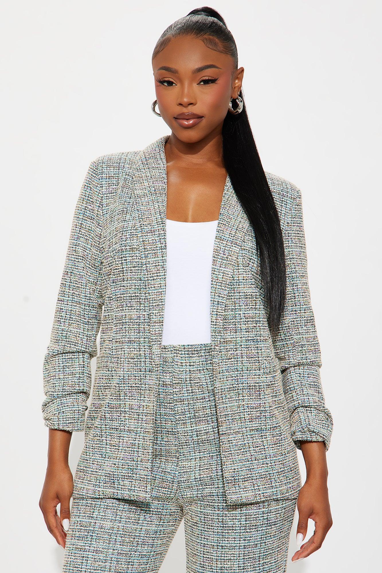 High Priority Knit Tweed Blazer Pant Set - Multi Color Female Product Image