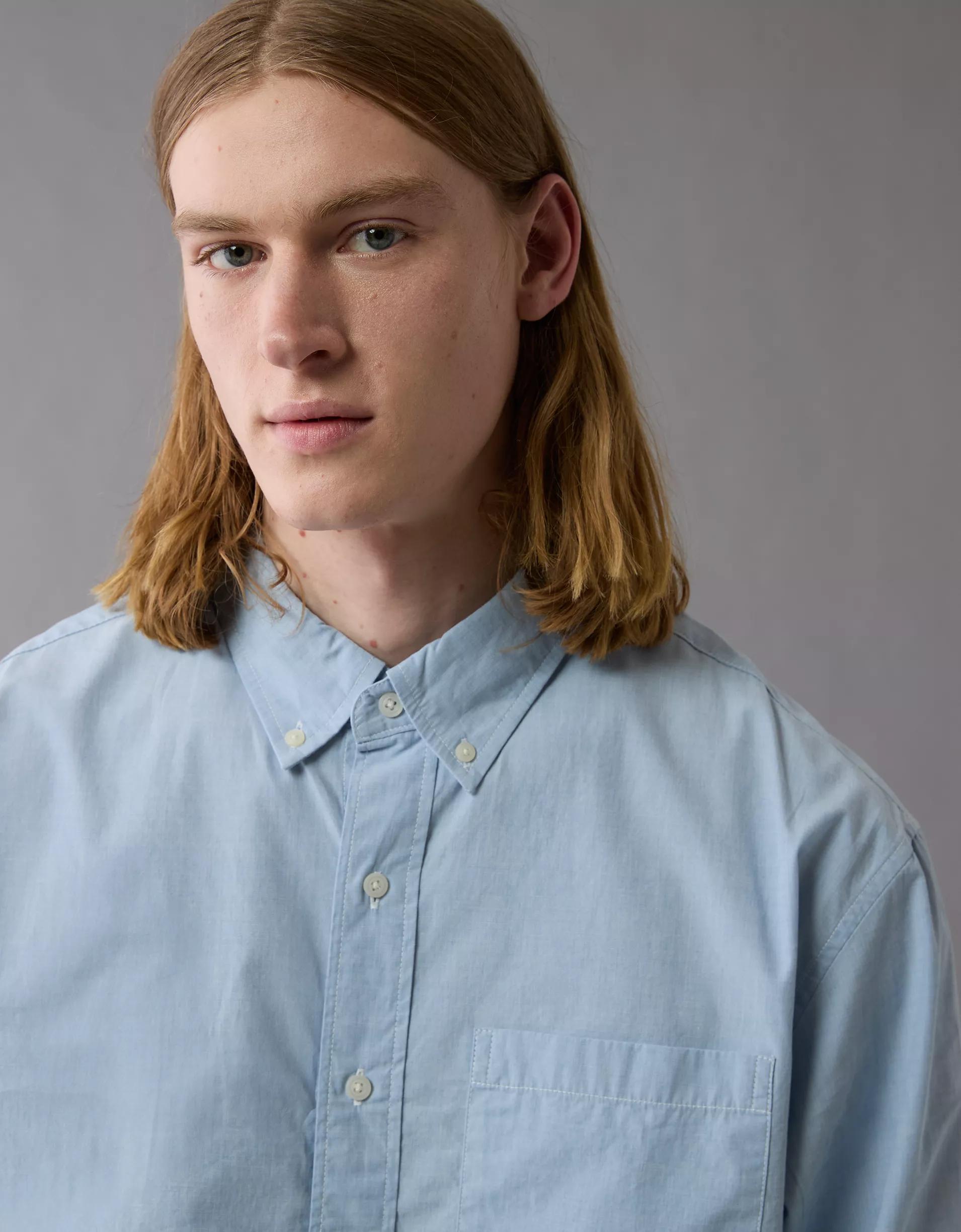 AE Everyday Relaxed Poplin Button-Up Shirt Product Image