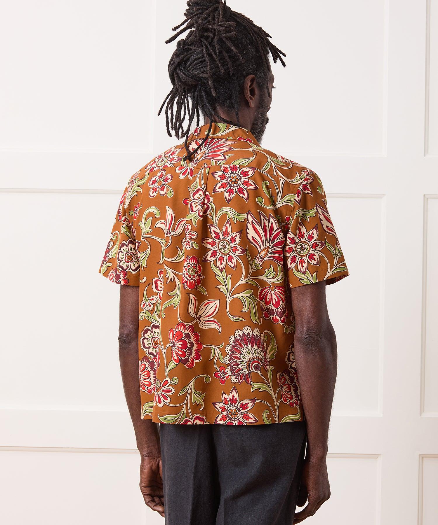 Cropped Silk-Cotton Camp Collar Shirt Product Image