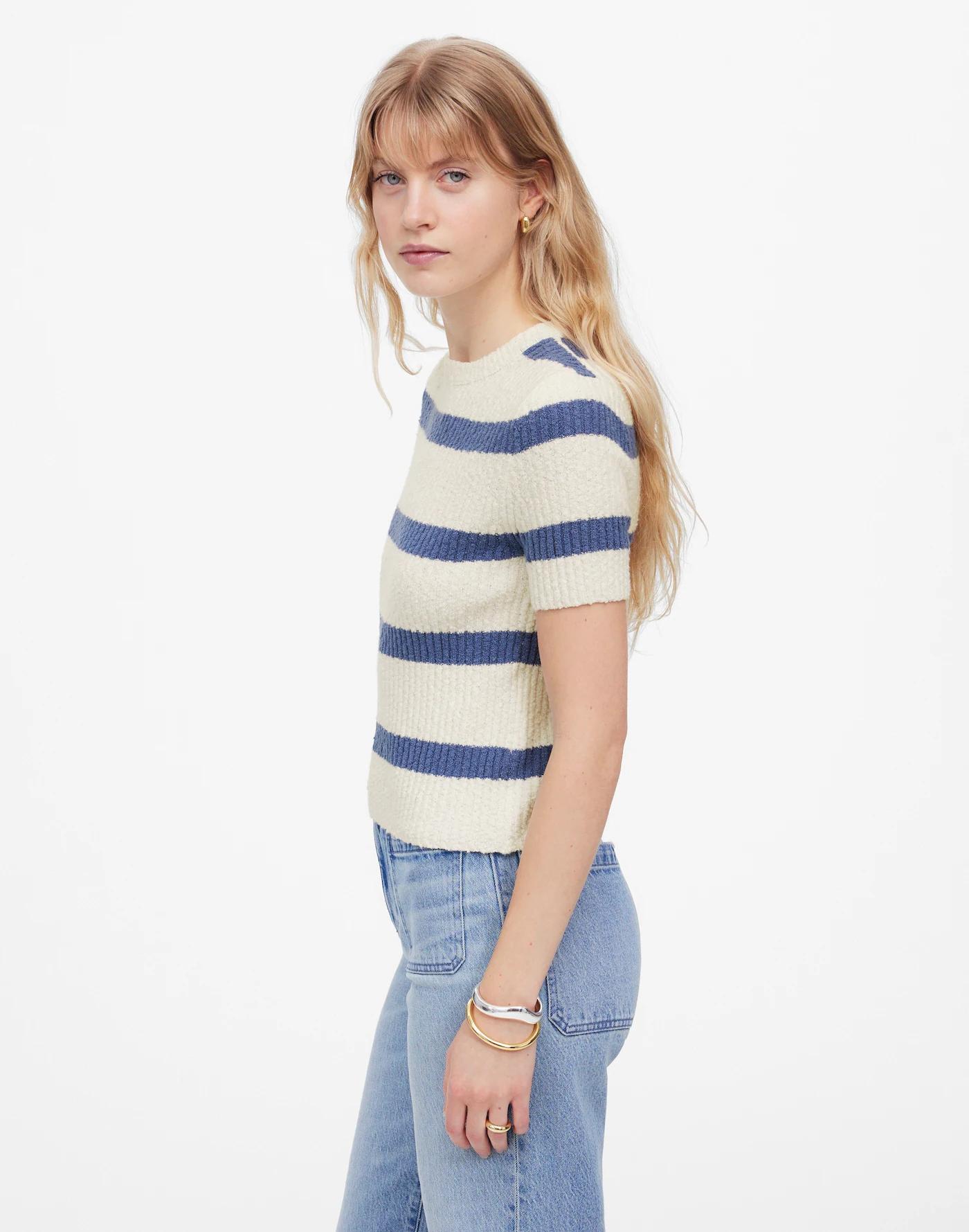 Bouclé-Knit Crewneck Sweater Tee Product Image