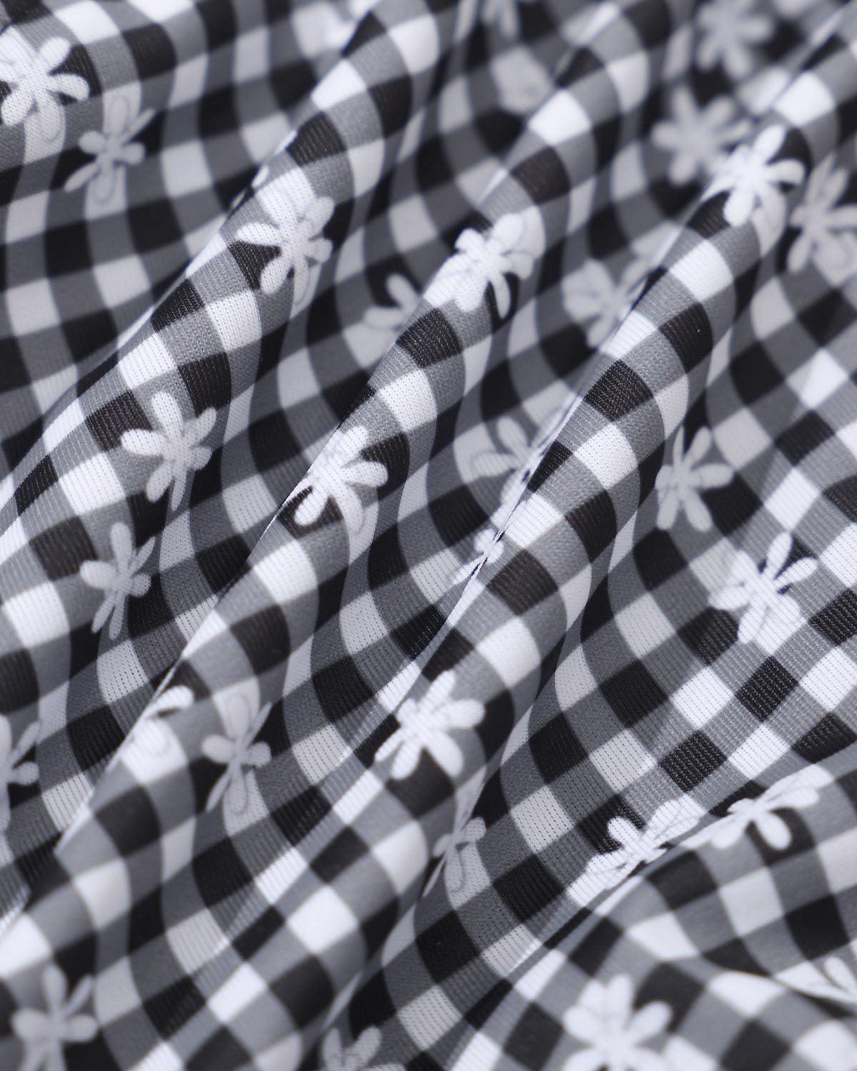 Black Plaid Floral Print Bikini Set Product Image