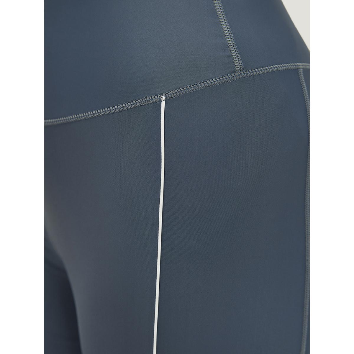 Plus Size Plain Skinny Quilted Ankle Leggings Women SlateGray Elegant High stretch Skinny High Rise Dailywear Leggings BloomChic 22-24/3X Product Image