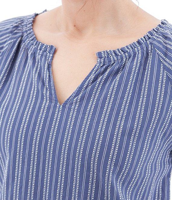 Aventura Colmar Striped Split V Neckline Short Sleeve Blouse Product Image