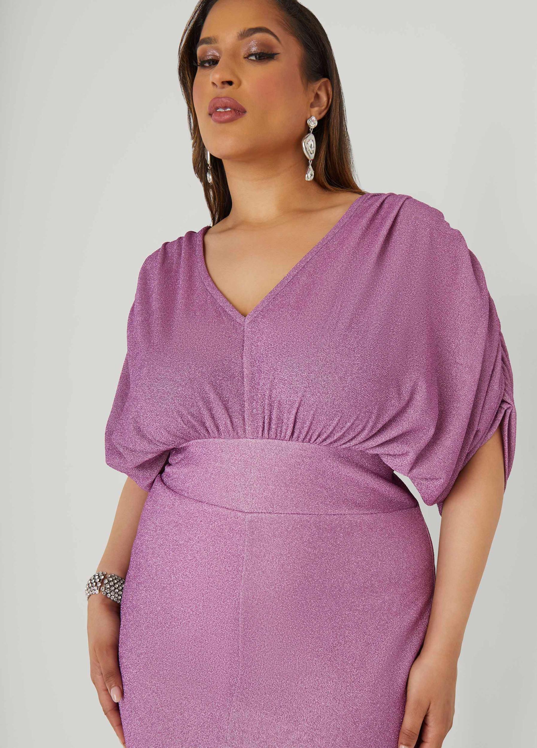 Plus Size Lurex Hi Low Mermaid Gown Ashley Stewart Product Image