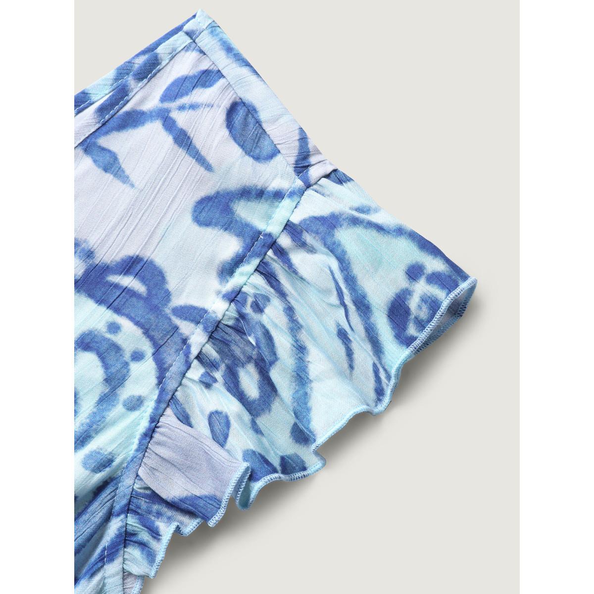 Plus Size Paisley Print Ombre Back-Tie Midi Dress Mediumblue Women V-neck Cap Sleeve Curvy BloomChic 28/5X Product Image