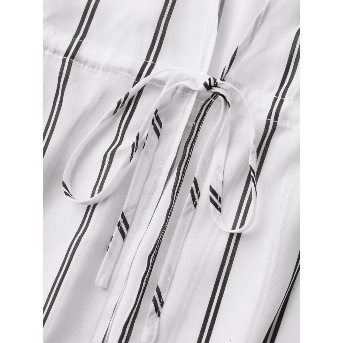 Plus Size Striped Waist Tie Kimono Cardigan Women Originalwhite Drawstring Loose Vacation Kimonos BloomChic 22-24/3X Product Image