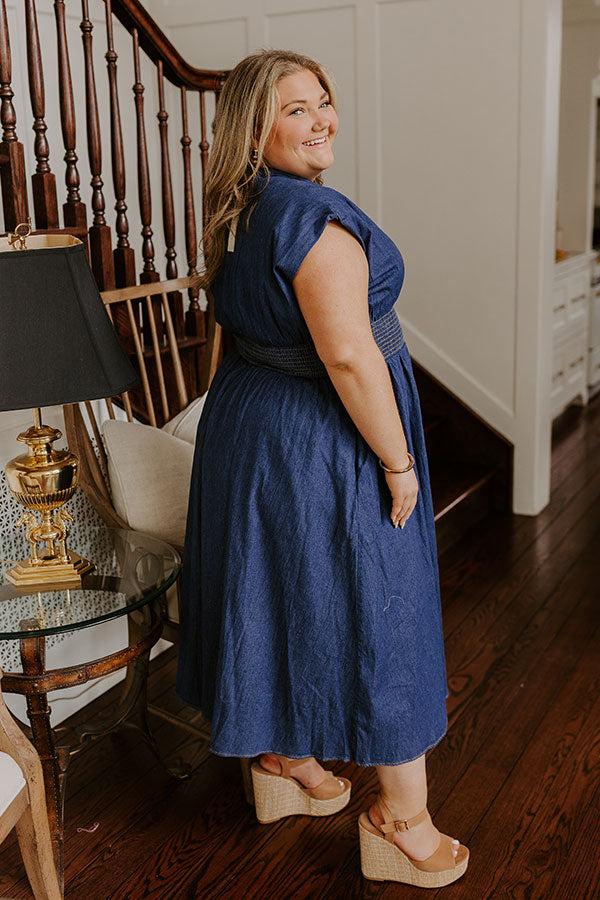 Picnic At The Park Denim Midi Dress Curves Product Image