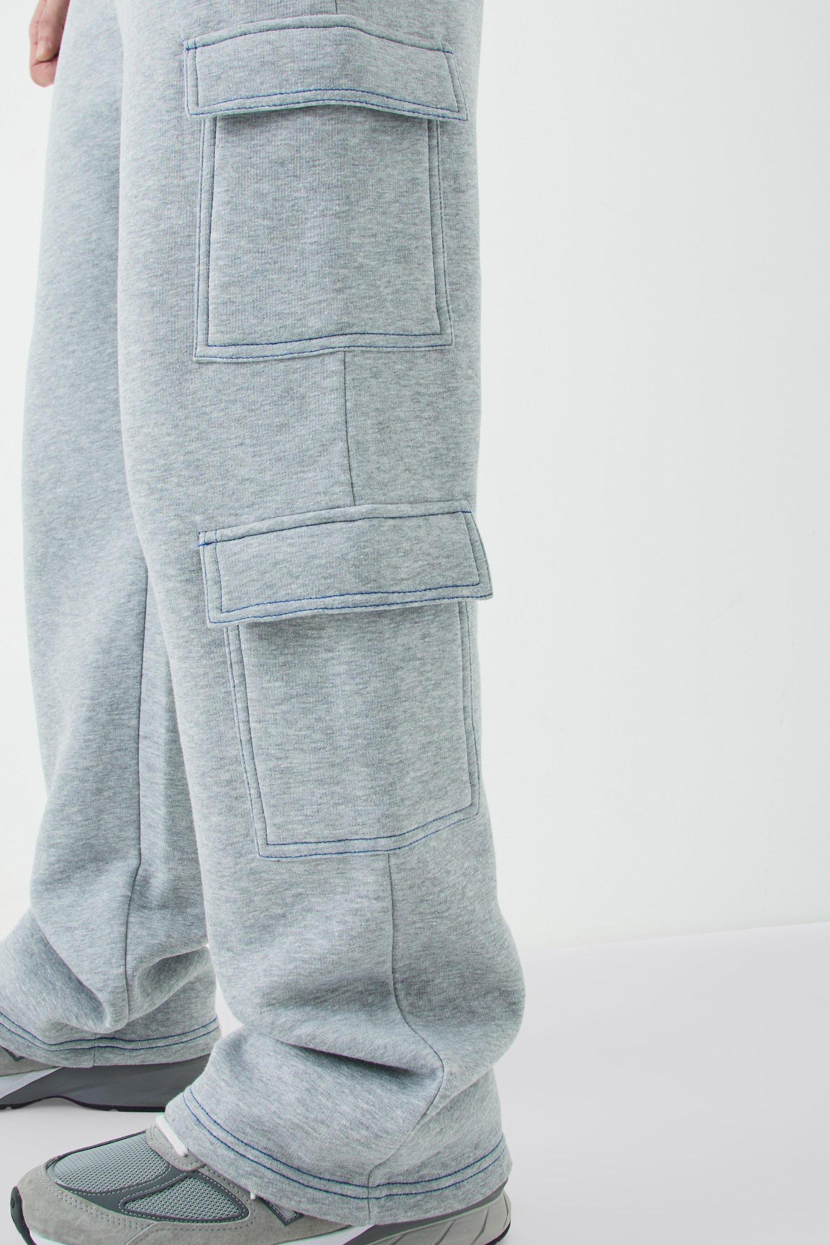 Tall Straight Leg Top Stitch Cargo Sweatpants | boohooMAN USA Product Image