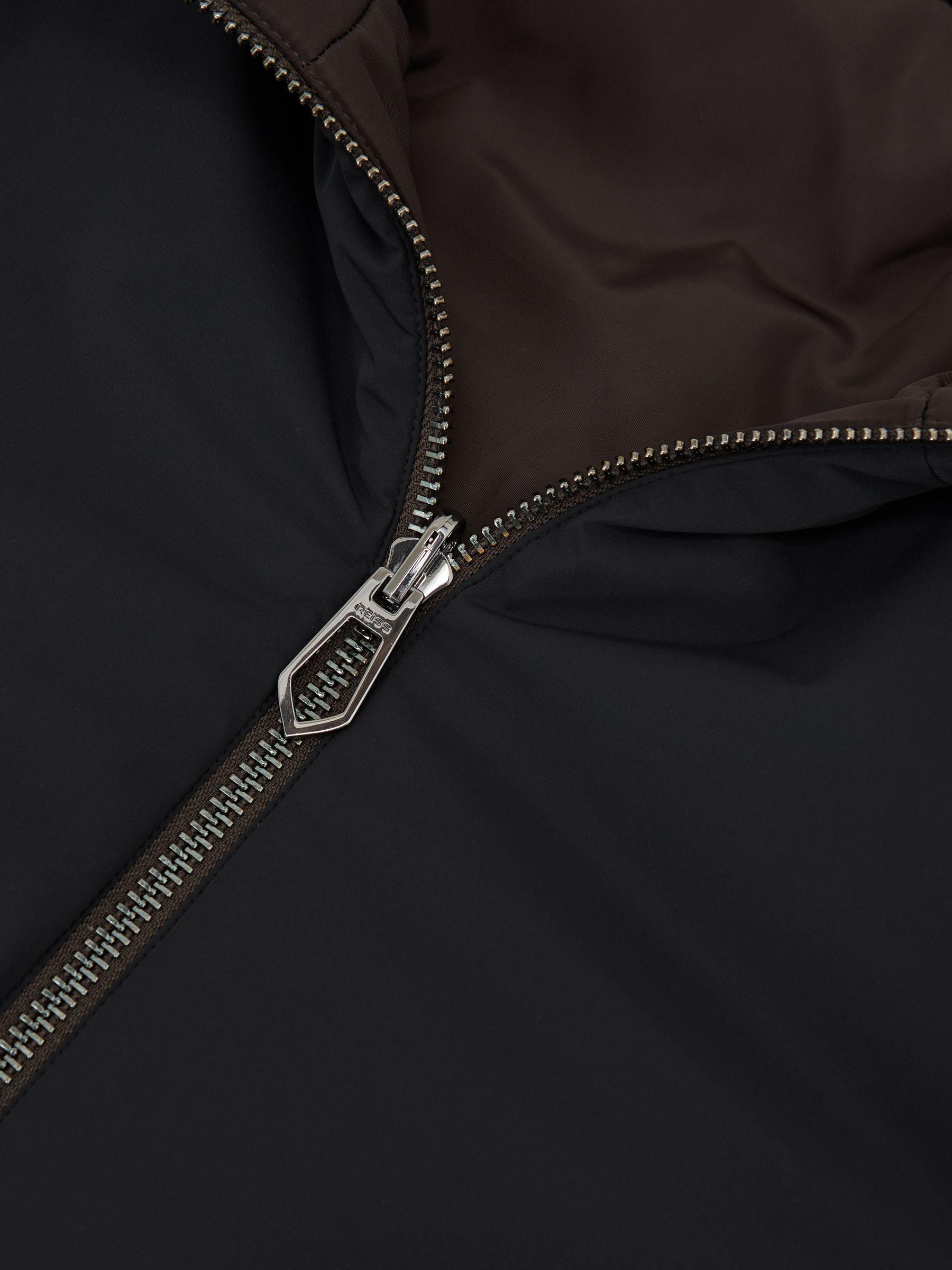 Reversible Hooded Puffer Jacket in Navy/Brown Product Image