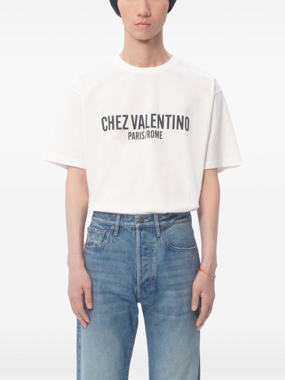 VALENTINO Cotton Crew Neck T-shirt With Graphic Print In White Product Image