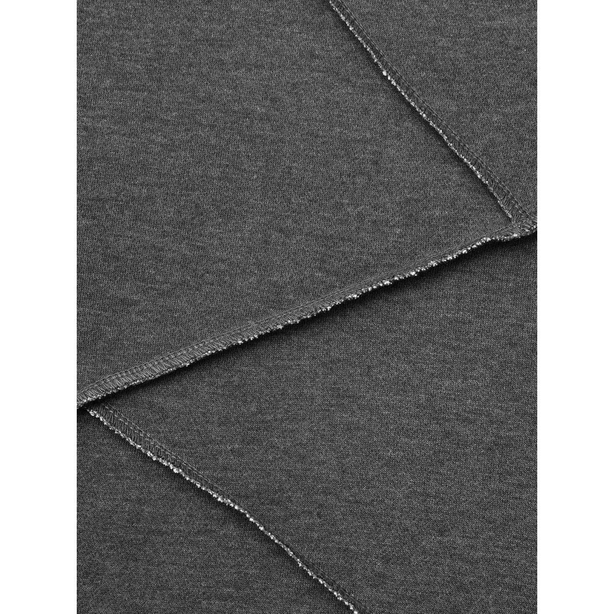 Plus Size Tucked Seam Drop Shoulder Sleeve Sweatshirt Women DimGray Casual Tucked seam Loose Round Neck Everyday Sweatshirts BloomChic 26/4X Product Image